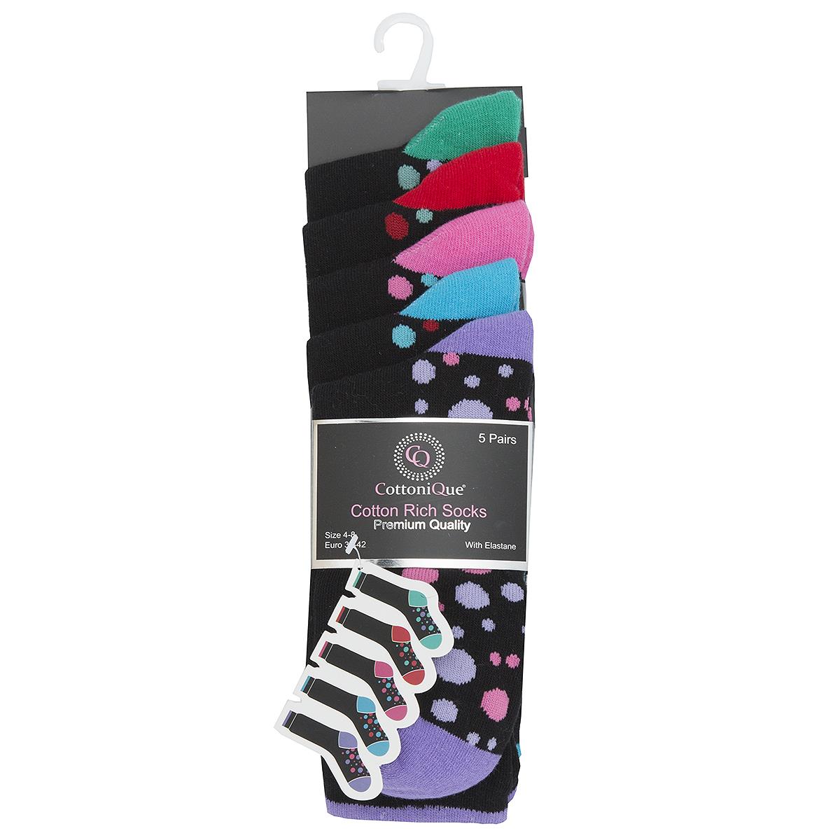 Cottonique Cotton Rich Socks Ladies Breathable Everyday Dress Sock 5 or 10 Pairs - Picture 17 of 19