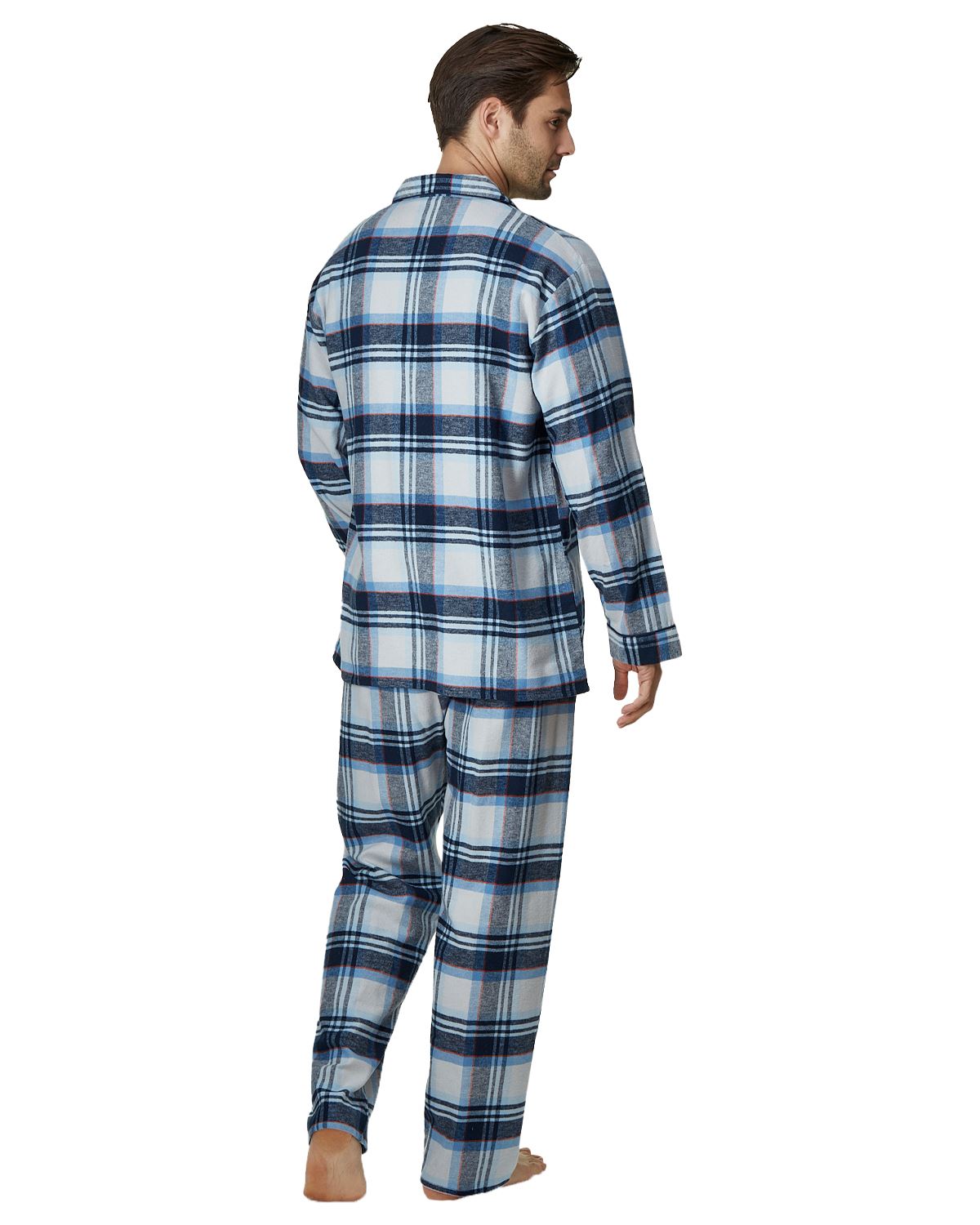 Juego de pijamas de algodón cepillado Haigman para hombre manga larga con botones a medida - Imagen 25 de 38