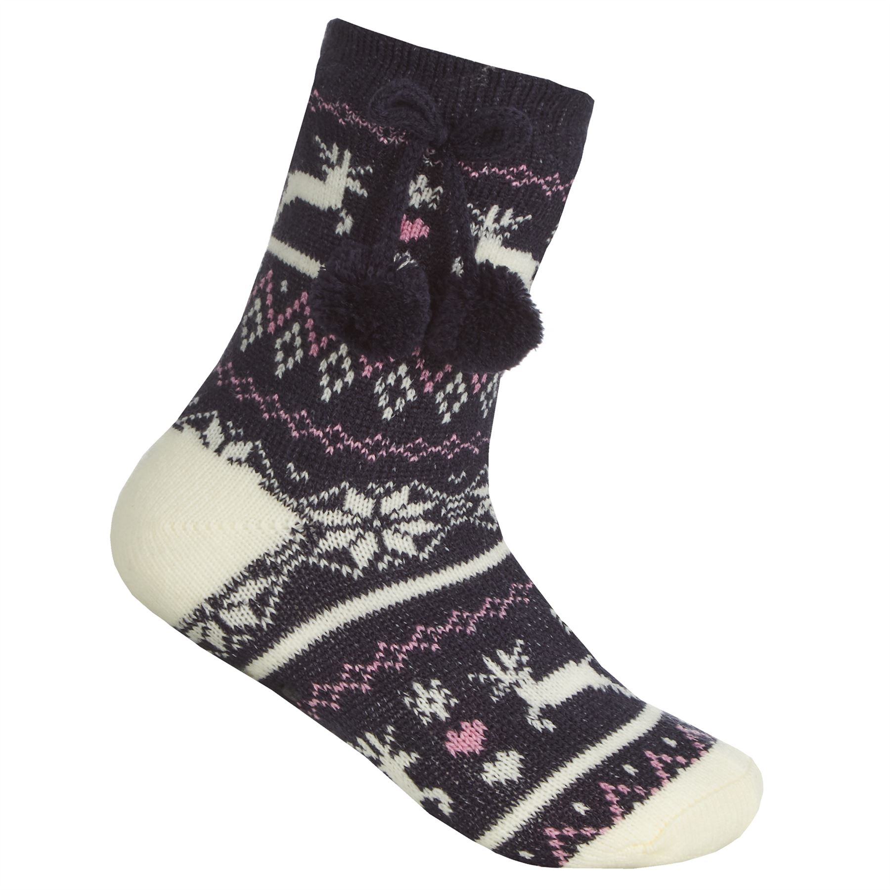 Kids Slipper Socks Soft Sherpa Fleece Lined Winter Cosy Knitted Fluffy Bed Sock - Picture 8 of 21