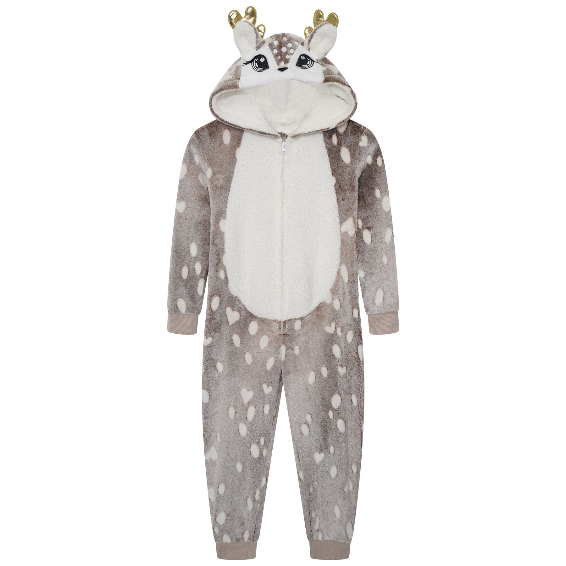 Kids Novelty Animal 1Onezie Soft Coral Fleece 3D All in One Sleepsuit with Hood - Picture 74 of 88