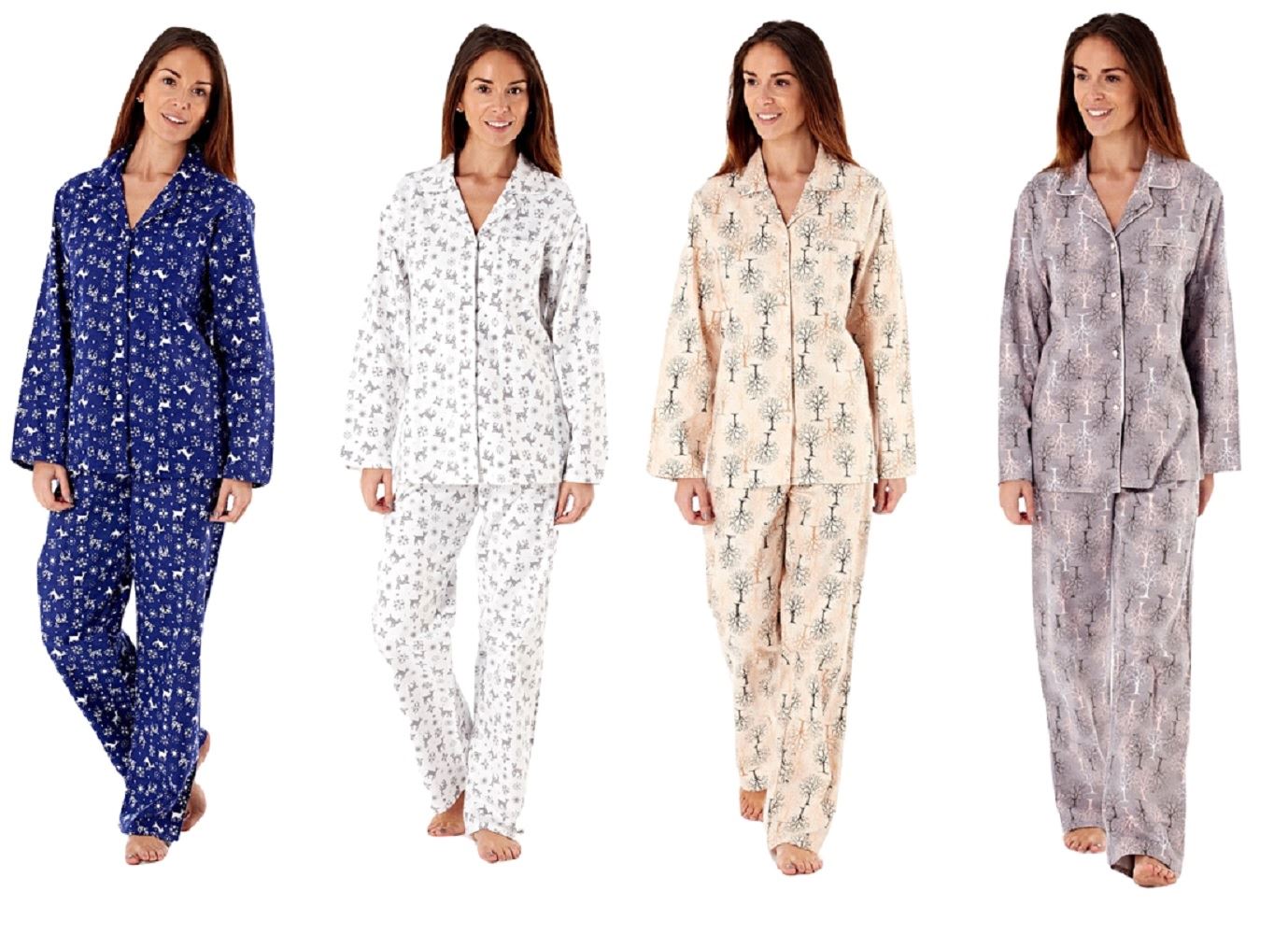 Womens Wincyette Wincy 100/% Pure Cotton Brushed Warm Pyjamas