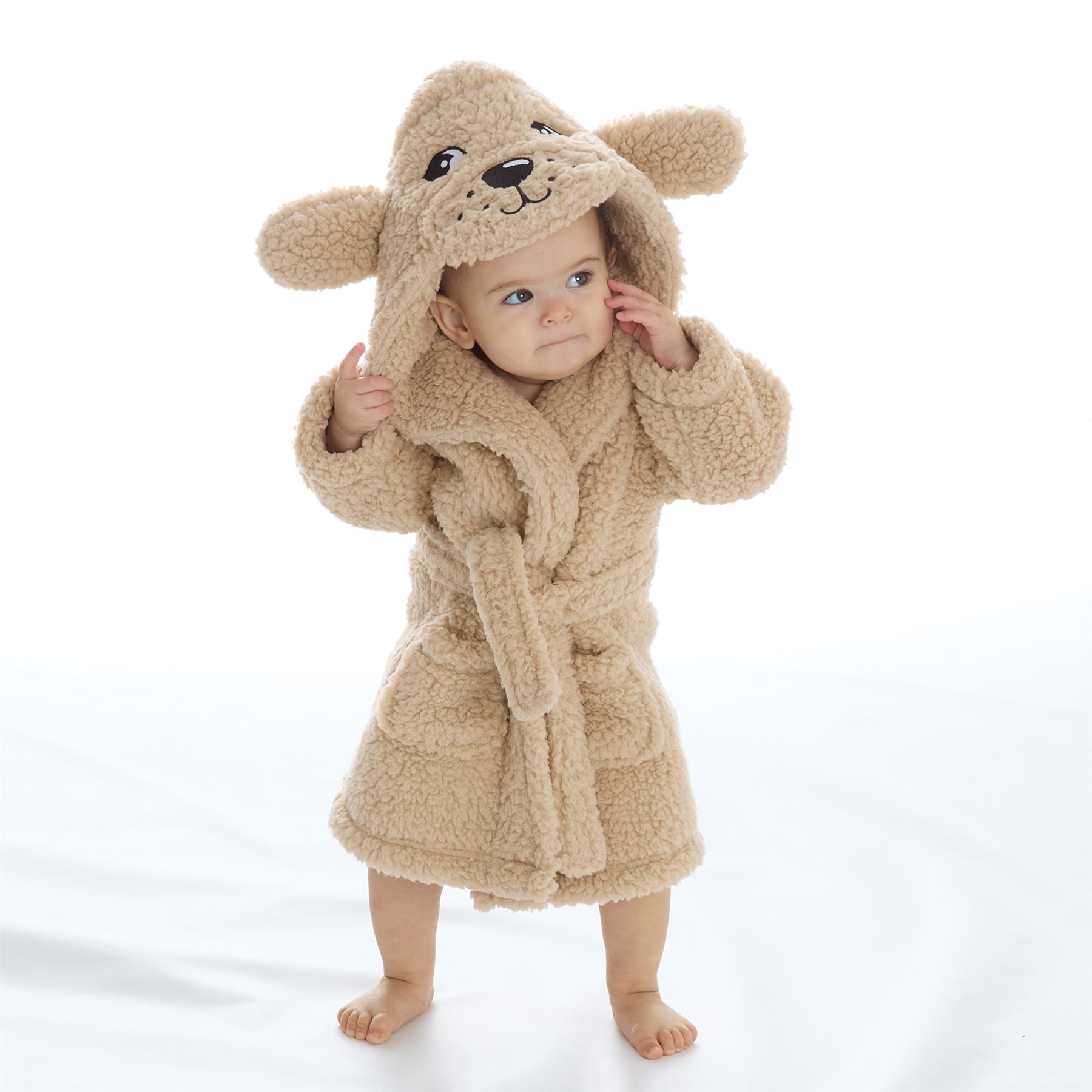 Baby Toddlers Bathrobe Infant Kid Soft Coral Fleece Hooded Dressing Gown - Picture 99 of 103