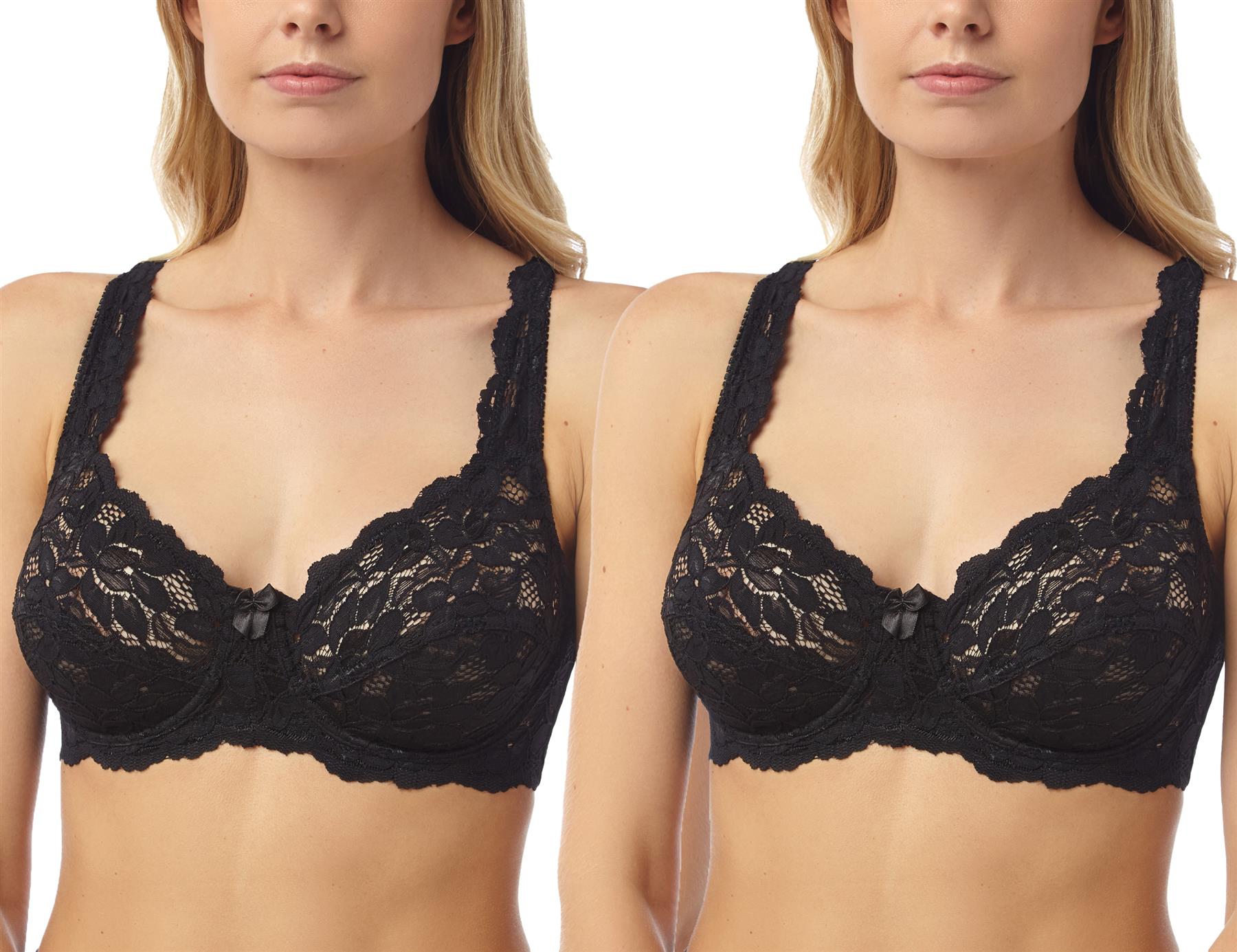Marlon Lace Bra Full Cup Underwired Non Padded Bras Underwear (1 or 2 PACK) - Picture 8 of 10