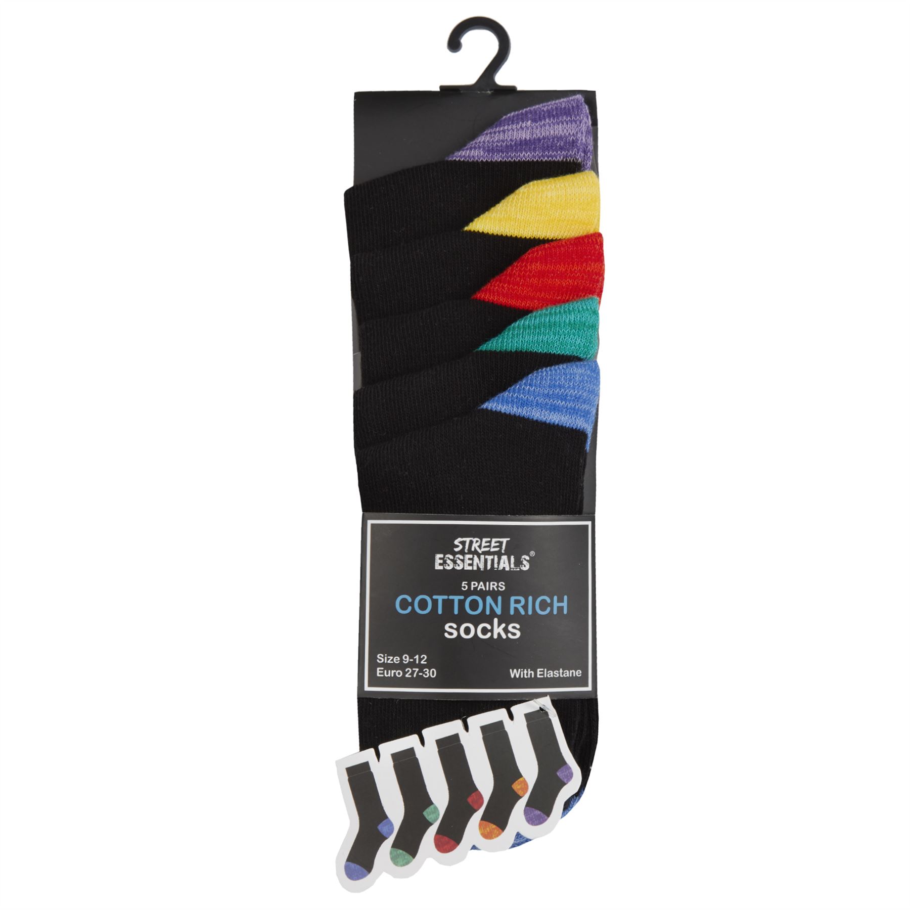 Kids Cotton Rich Socks Boys Girls Black Marl Crew Everyday Sock (5 or 10 Pairs) - Picture 5 of 13