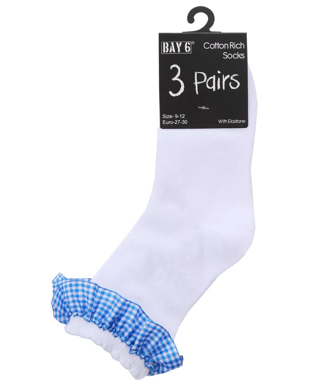 6 or 12 Pairs Girls Cotton Gingham Ankle Socks School - Picture 20 of 32