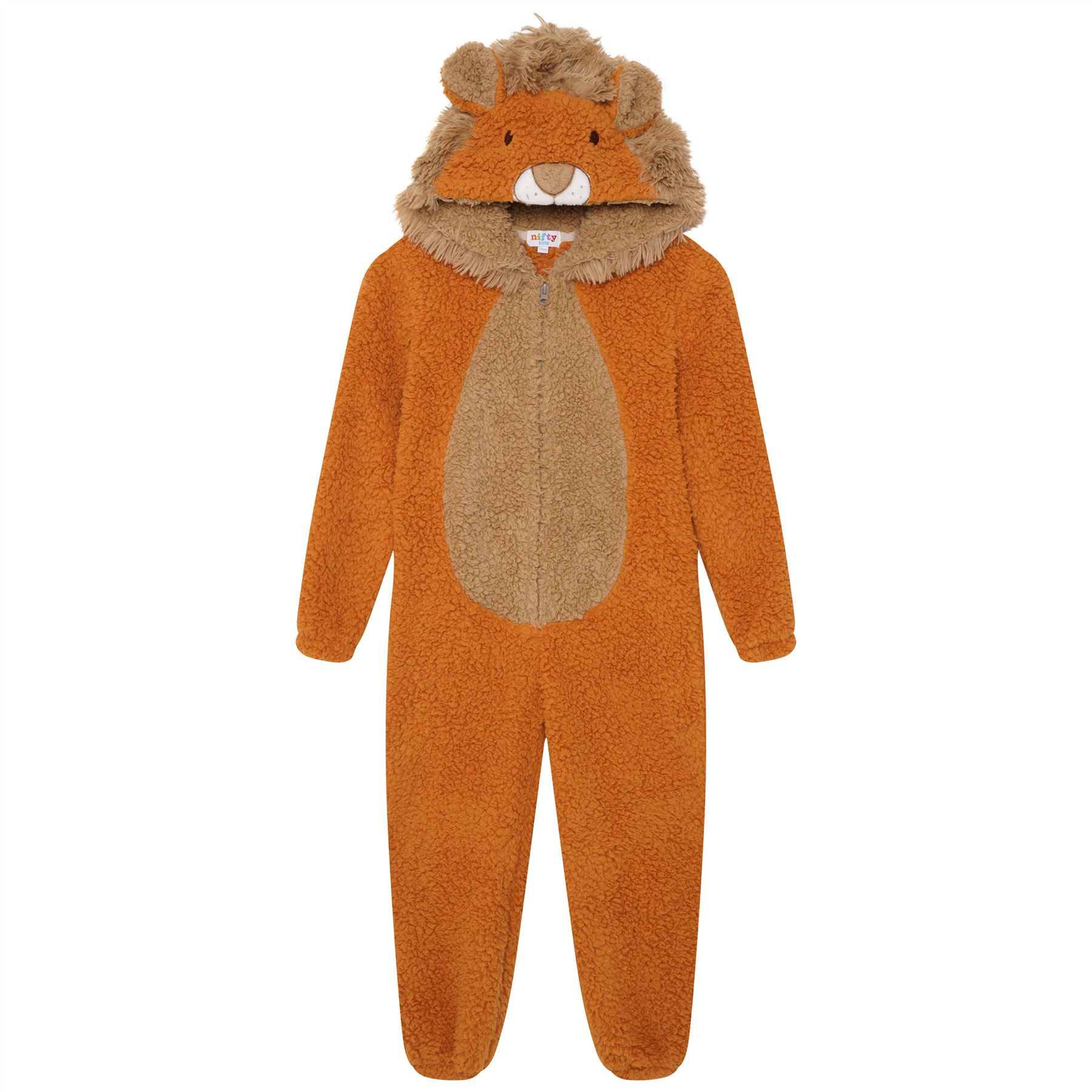Kids Novelty Animal 1Onezie Soft Coral Fleece 3D All in One Sleepsuit with Hood - Picture 45 of 88