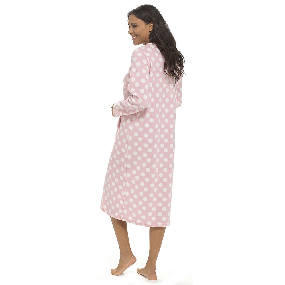 Womens Polar Fleece Nightie Ladies Long Sleeve Soft Touch Winter Nightdress - Picture 22 of 22