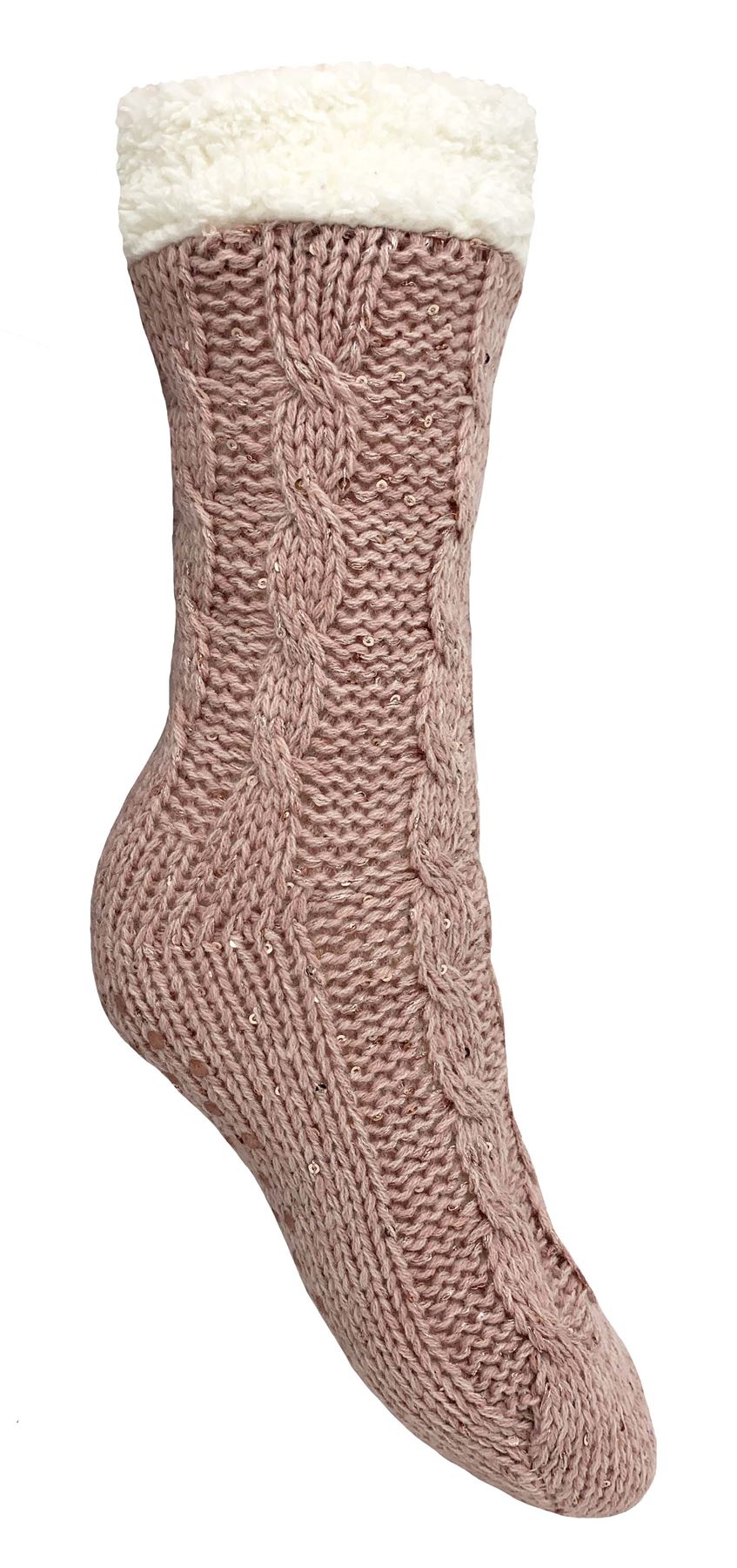 Bramble Lounge Slipper Socks Non-Slip Sherpa Lined Cosy Textured Sock - Picture 19 of 30