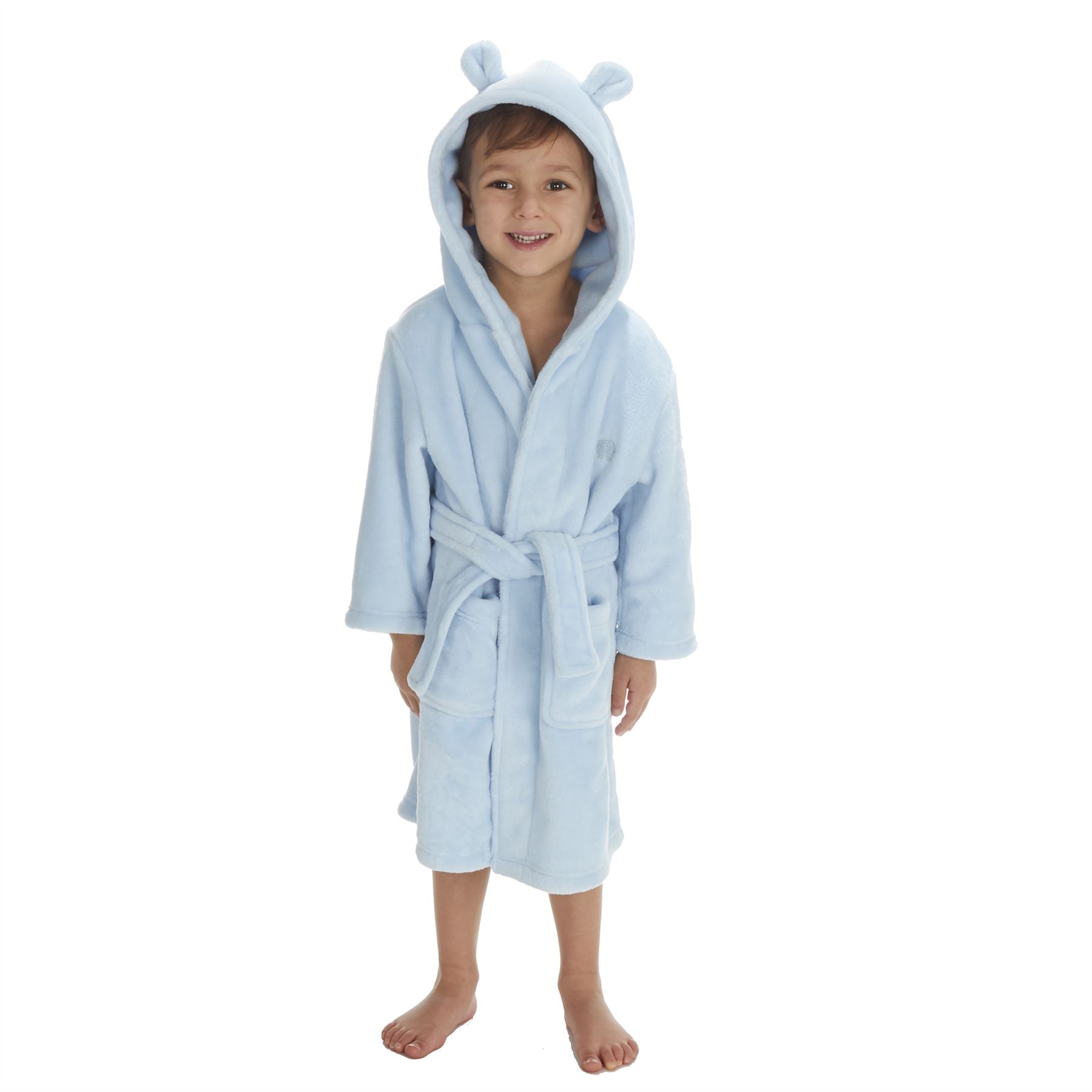 Baby Toddlers Bathrobe Infant Kid Soft Coral Fleece Hooded Dressing Gown - Picture 16 of 103
