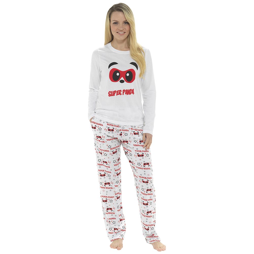 Ladies Long Pyjamas Jersey Long Sleeve Pyjama Set Loungewear Nightwear