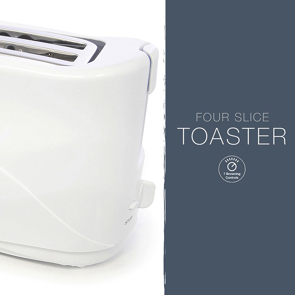4-Slice Toaster Large Slots Cool Touch Slide-Out Crumb Tray Adjustable Browning - Picture 8 of 11