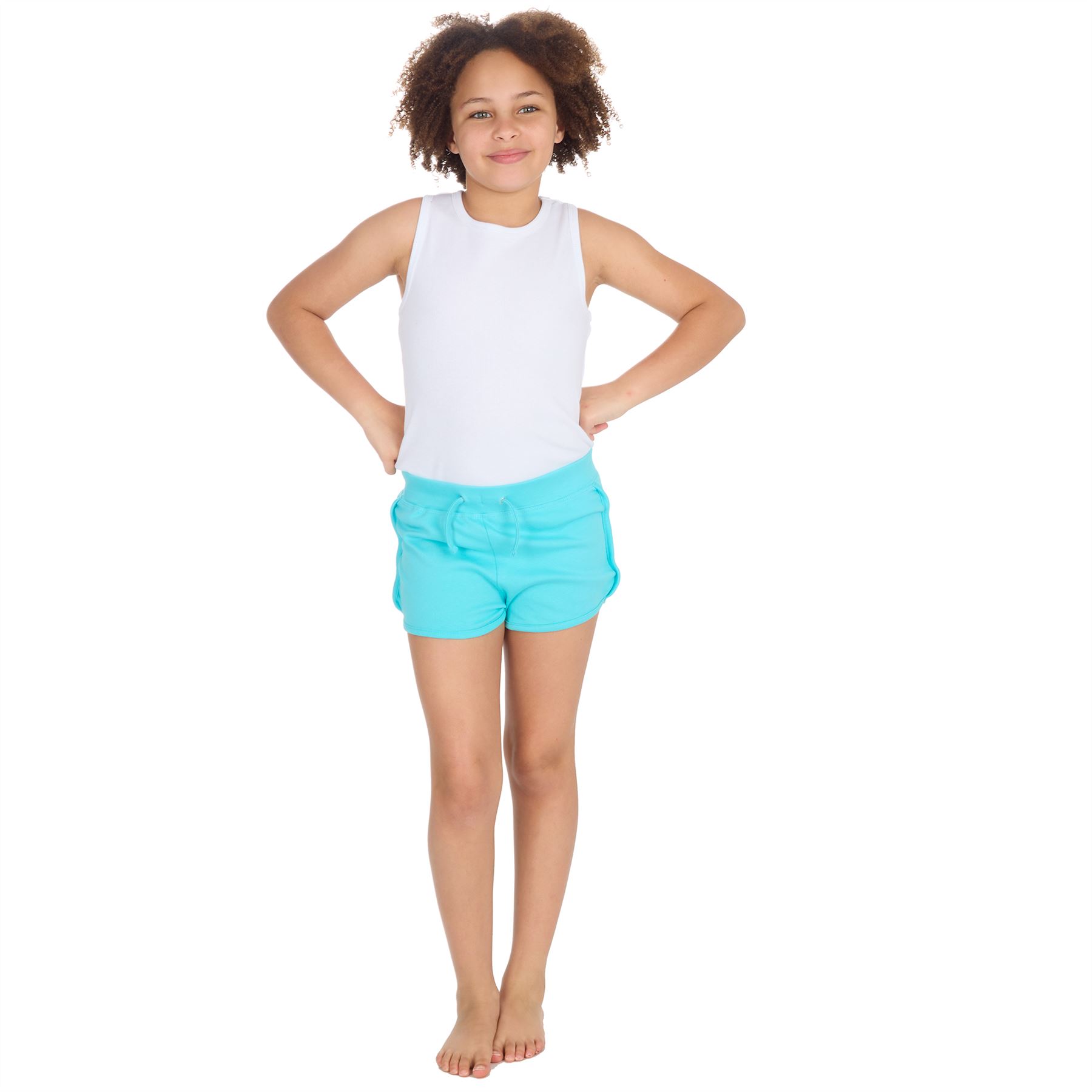 Girls Shorts 100% Jersey Cotton Casual Sports Style Holiday Gymnastic Summer - Picture 20 of 31