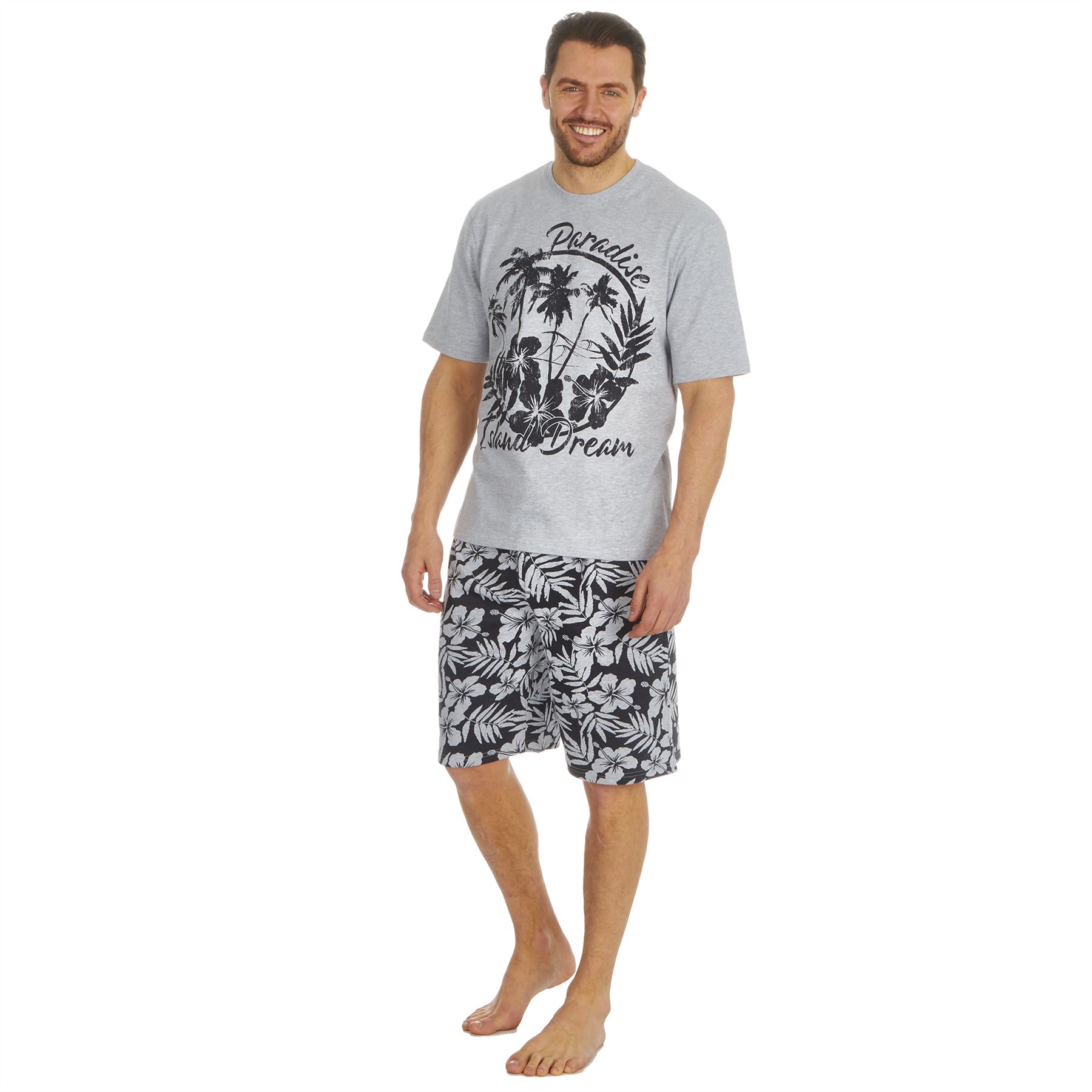 Mens Short Pyjamas Jersey Cotton Short Sleeve Pyjama Set Loose