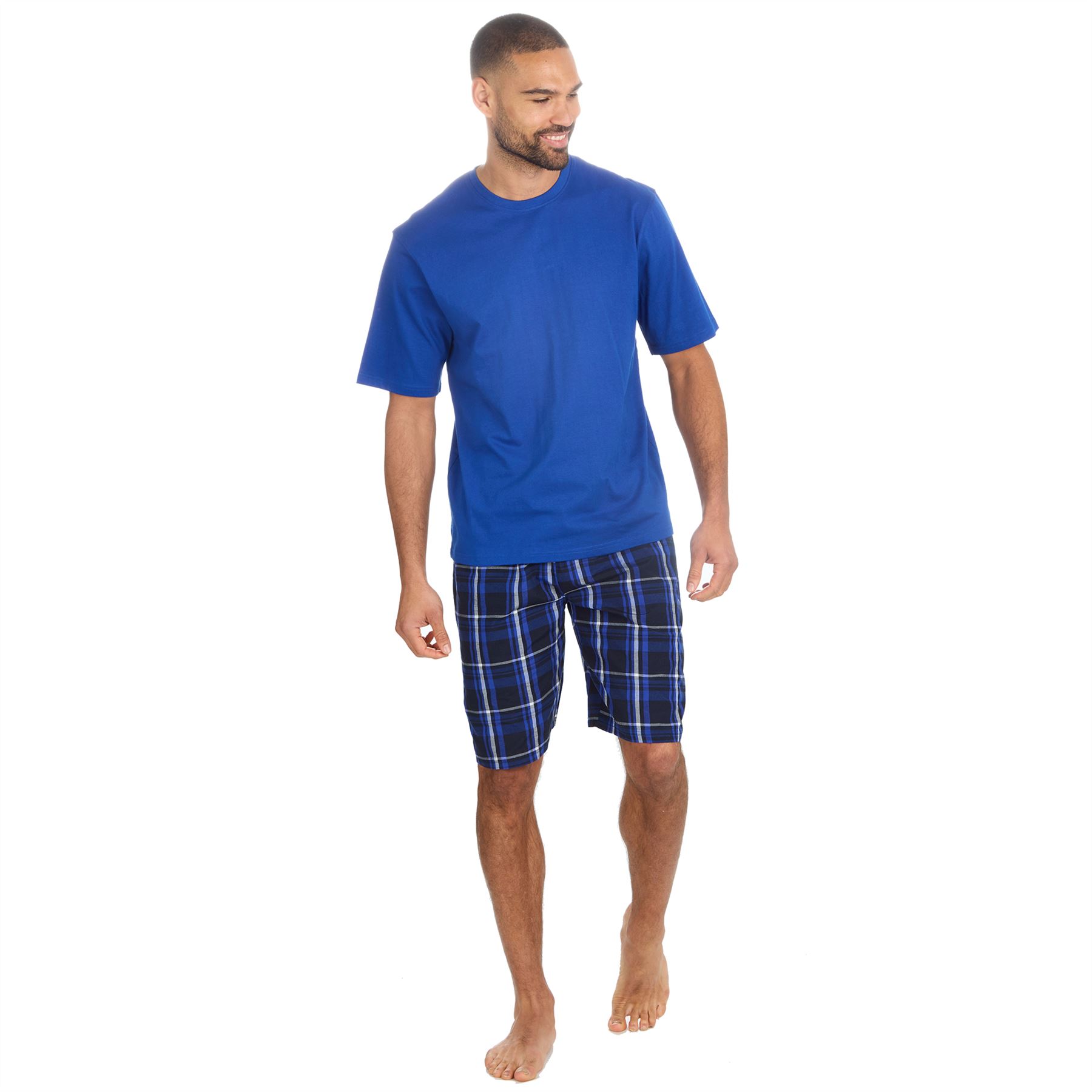 Mens Short Pyjamas Jersey Cotton Short Sleeve Pyjama Set Loose Nightwear PJs - Picture 39 of 46