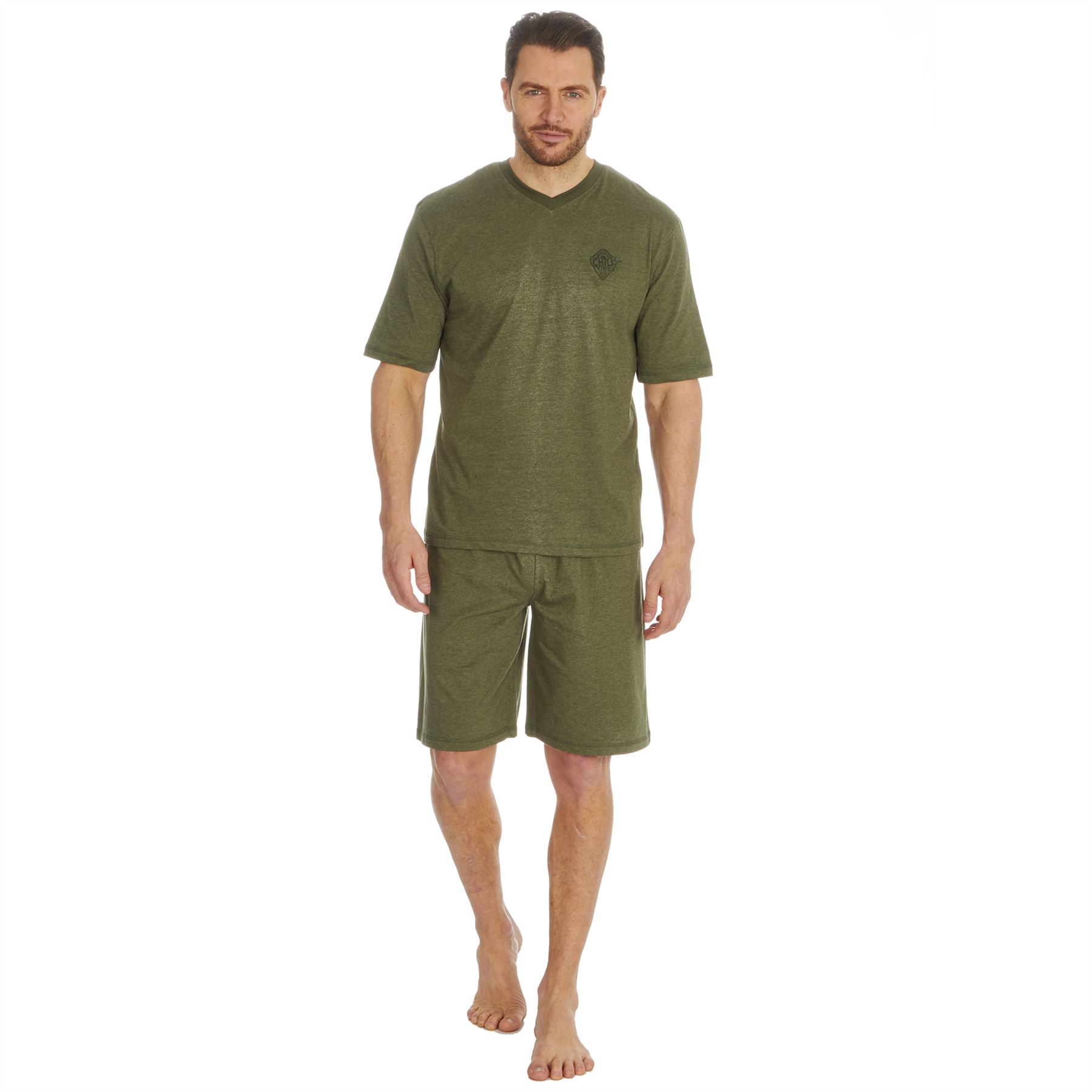 Mens Short Pyjamas Jersey Cotton Short Sleeve Pyjama Set Loose Nightwear PJs - Picture 23 of 46