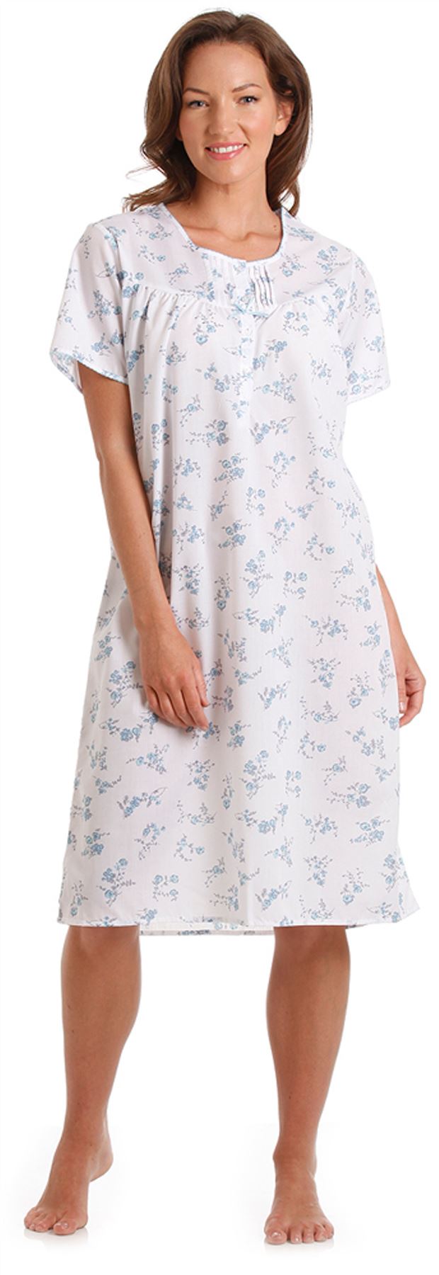Lady Olga Short Sleeve Nightie Floral Poly Cotton Nightdress Size 10-32 - Picture 2 of 3