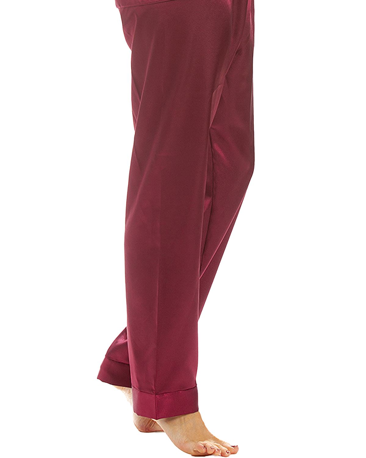 Traditional Satin Button Pyjamas Lady Olga Long Sleeve Button Through Pyjama Set - Picture 10 of 22