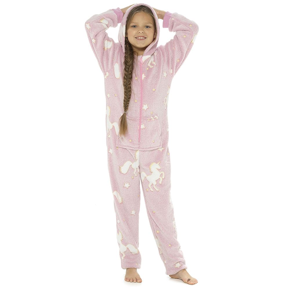 Glow In The Dark 1Onezie Kids Boys Girls Hooded All In One Zip Sleepsuit - Picture 20 of 22