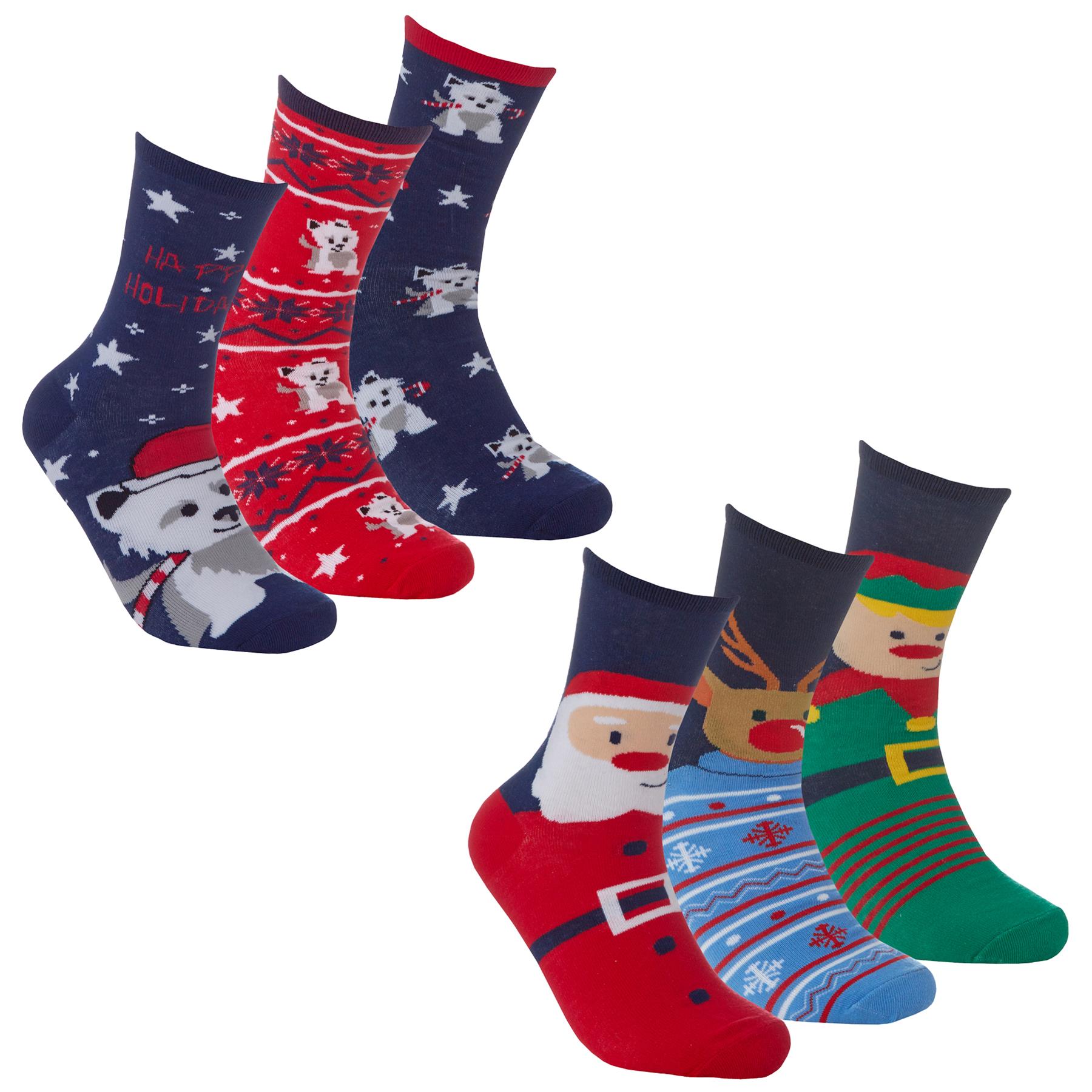 Family Christmas Socks Babies Kids Adults Cotton Rich Novelty Xmas Sock 6 Pair - Picture 11 of 35