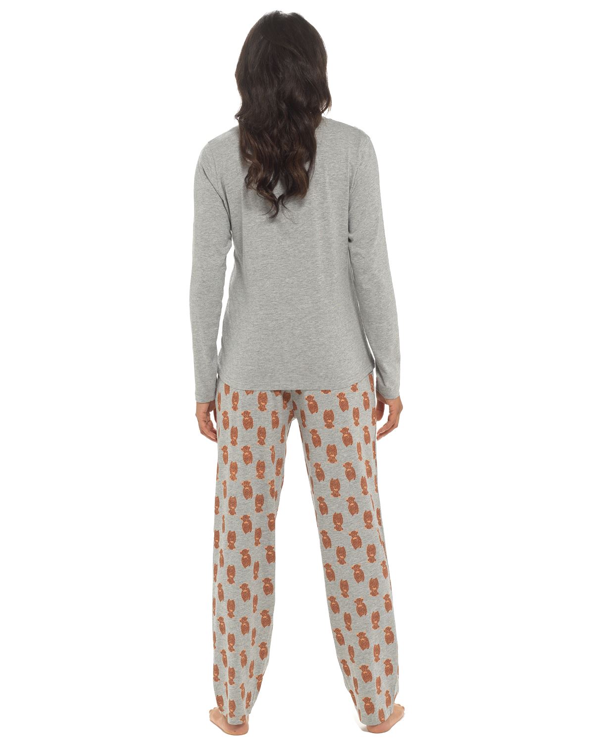 Long Jersey Pyjamas Ladies Soft Cotton Animal Print Pyjama Set Nightwear - Picture 22 of 35