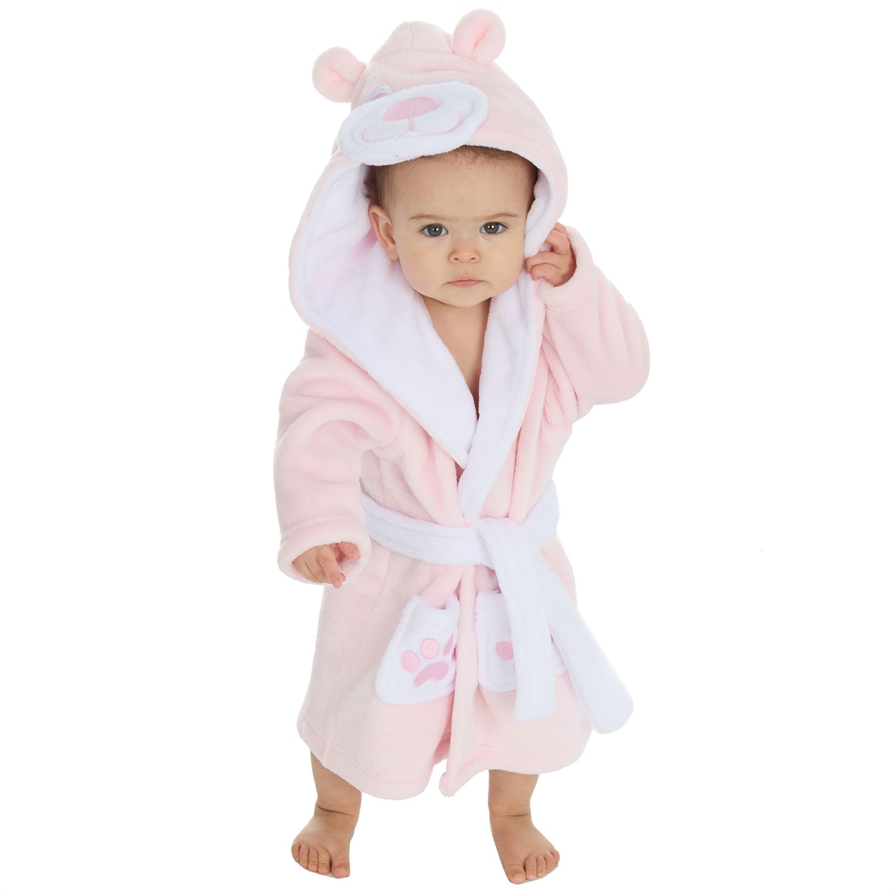 Baby Toddlers Bathrobe Infant Kid Soft Coral Fleece Hooded Dressing Gown - Picture 77 of 103