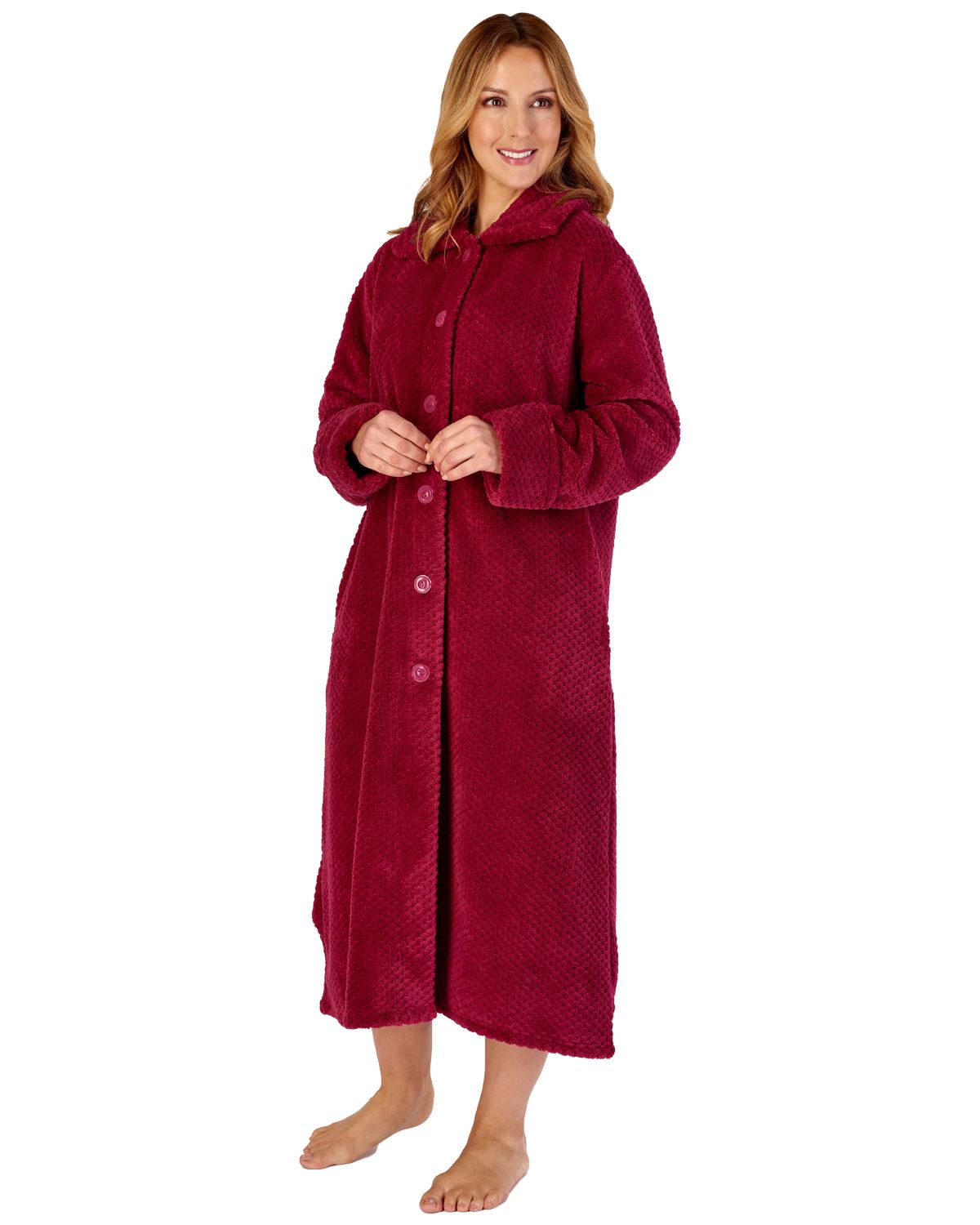 towelling button through dressing gown