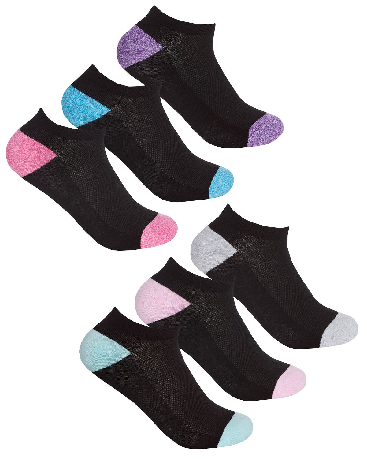 Sport Trainer Socks Ladies Cotton Rich Active Ventilation Mesh Low Cut Sock - Picture 5 of 13