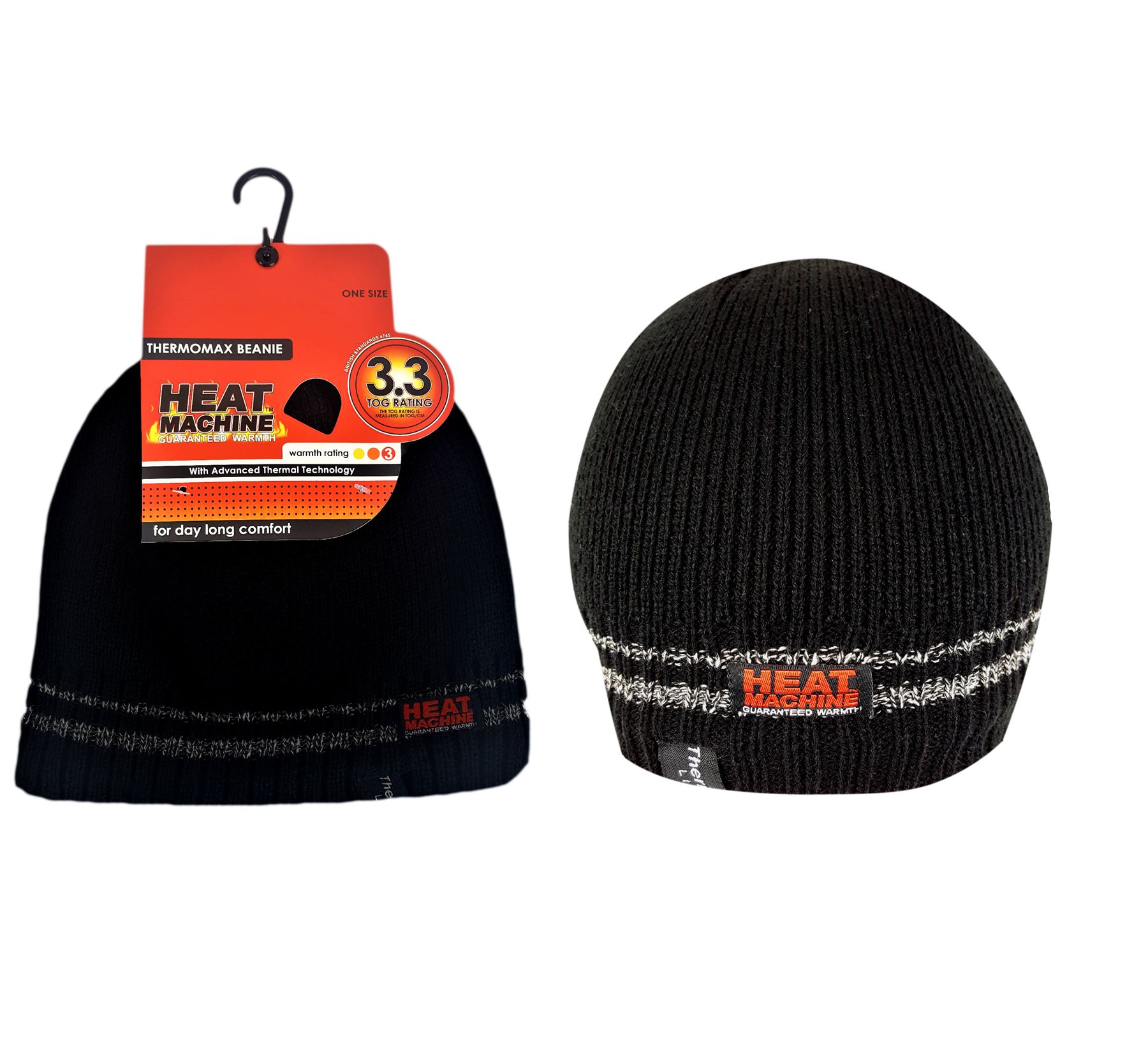 Knitted Thick Ribbed Beanie Hat with 