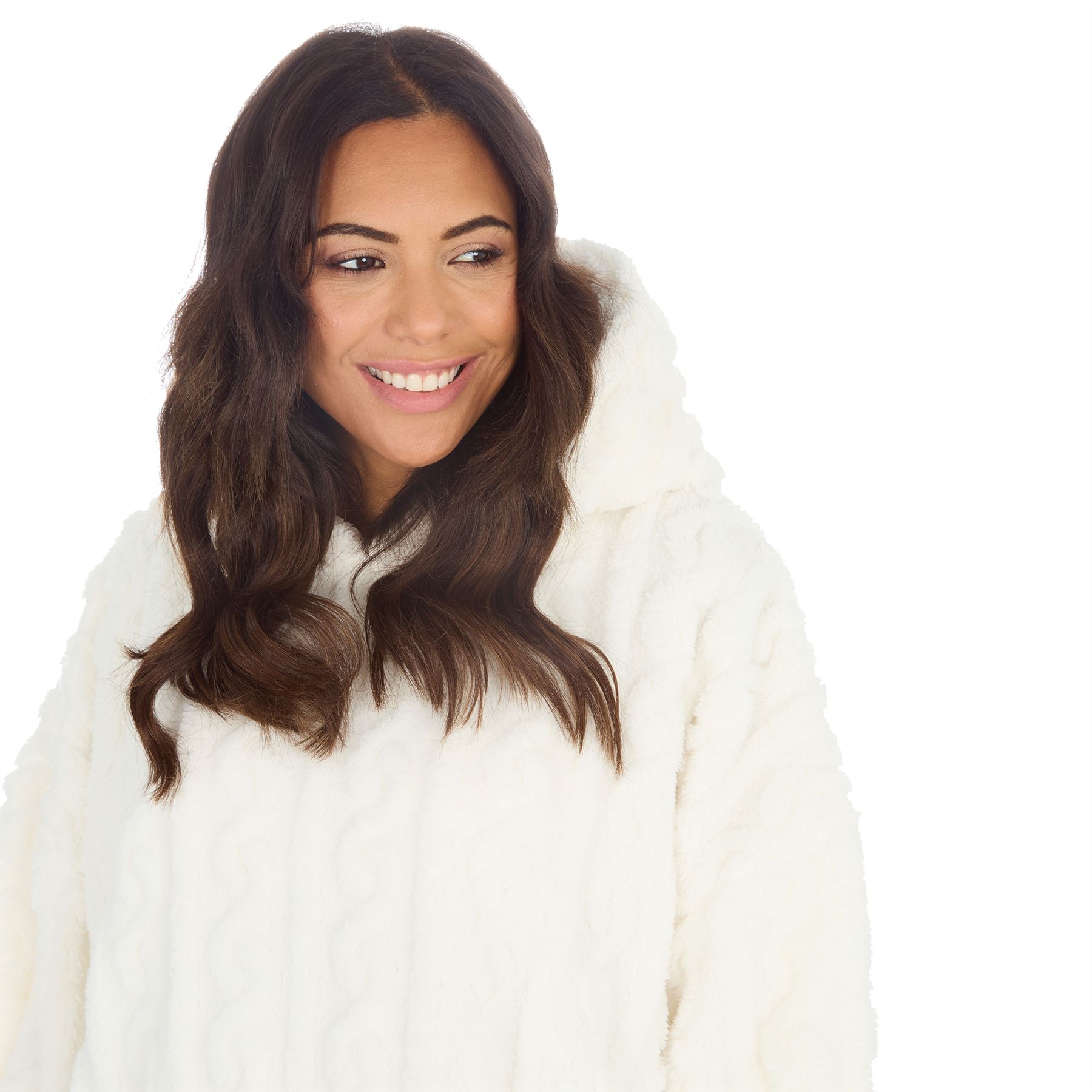Sudadera con capucha Sherpa de gran tamaño para adultos cable polar con capucha acurrucarse salón manta jersey - Imagen 7 de 21