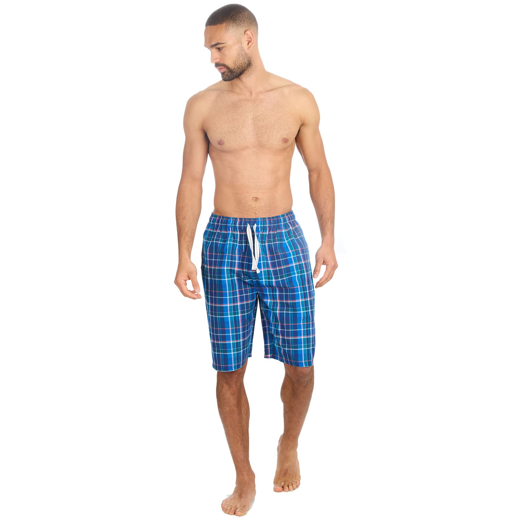 Mens Pyjama Shorts Woven Check Short Pyjamas Bottoms Pants Nightwear - Picture 4 of 35