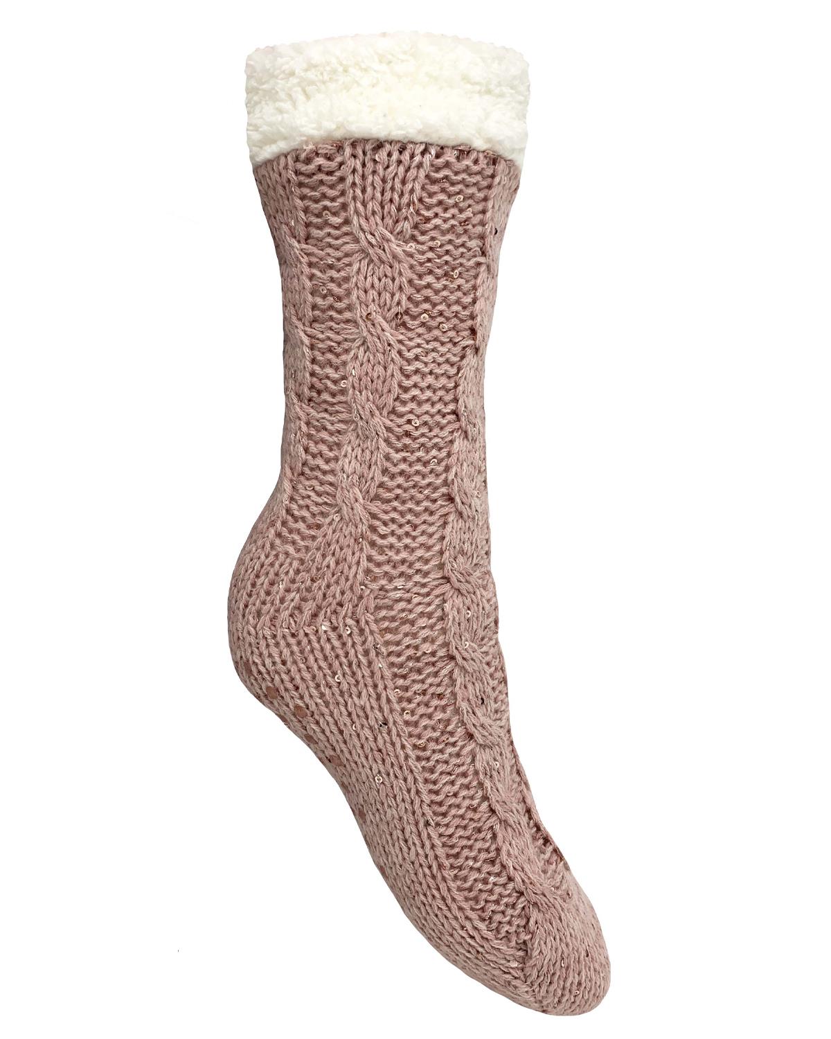 Bramble Lounge Slipper Socks Non-Slip Sherpa Lined Cosy Textured Sock - Picture 20 of 30