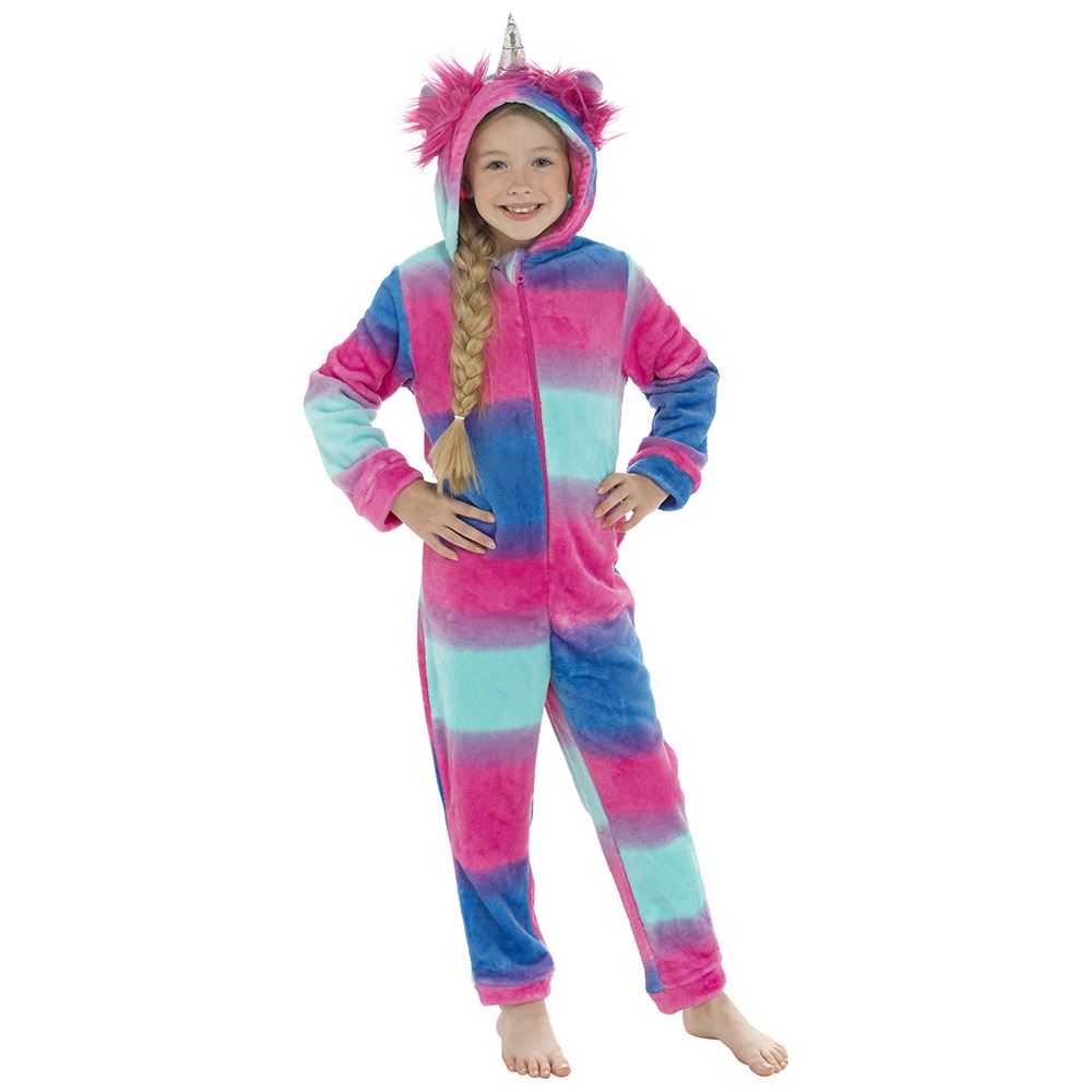 Kids Novelty Animal 1Onezie Soft Coral Fleece 3D All in One Sleepsuit with Hood - Picture 66 of 88