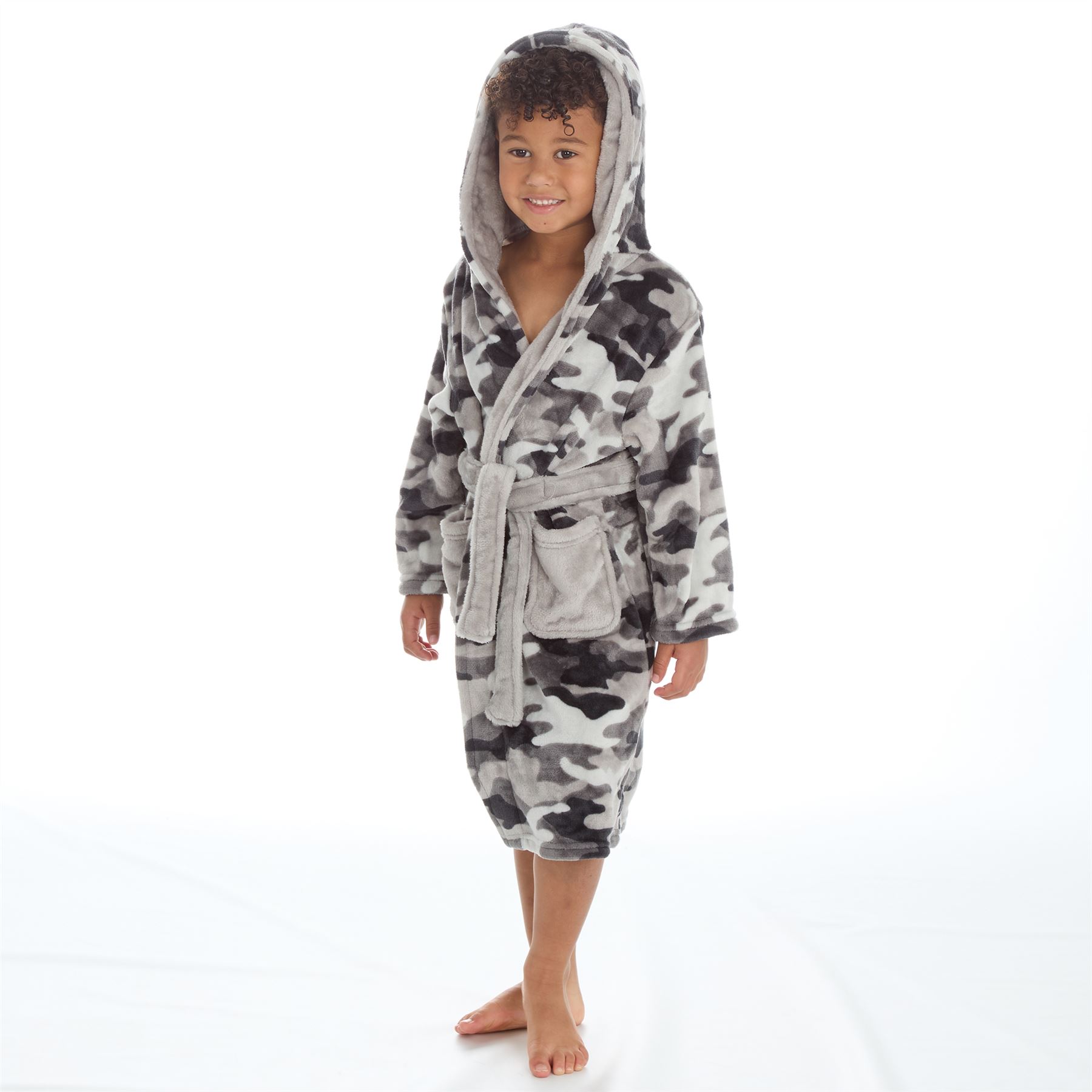 Kids Dressing Gown Boys Kids Fleece Novelty Soft Hooded Character Winter Robe - Picture 18 of 51