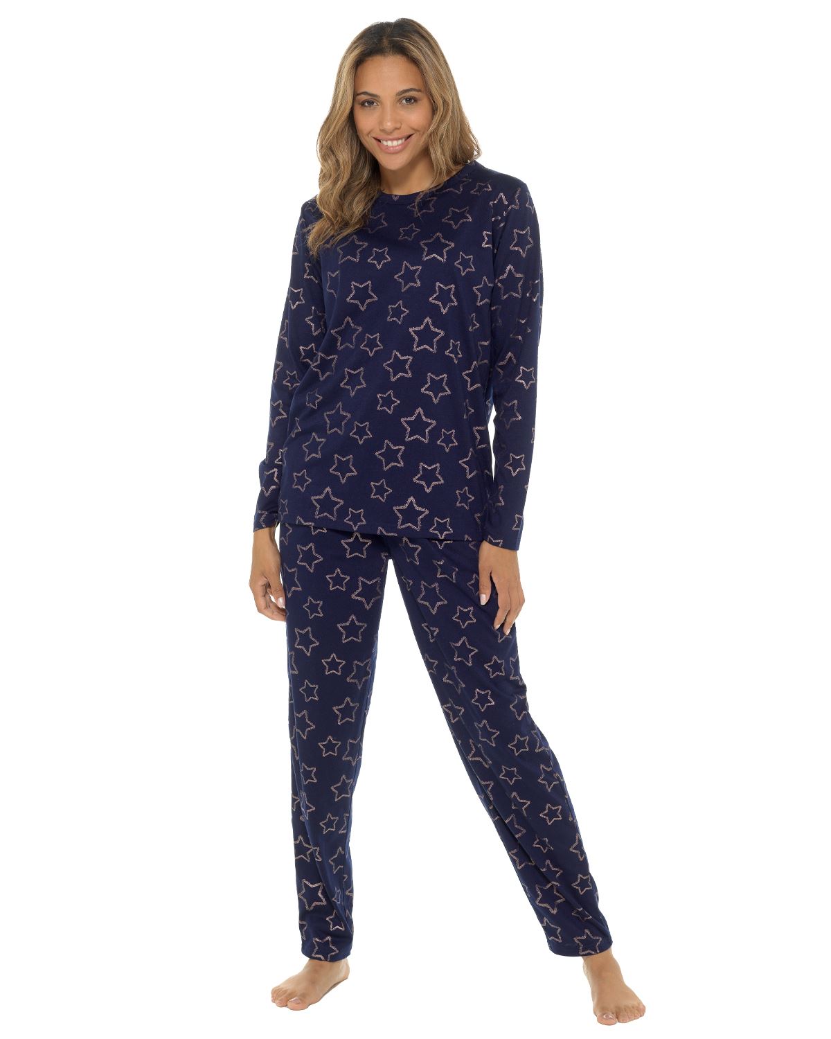 Long Jersey Pyjamas Ladies Soft Cotton Animal Print Pyjama Set Nightwear - Picture 27 of 35