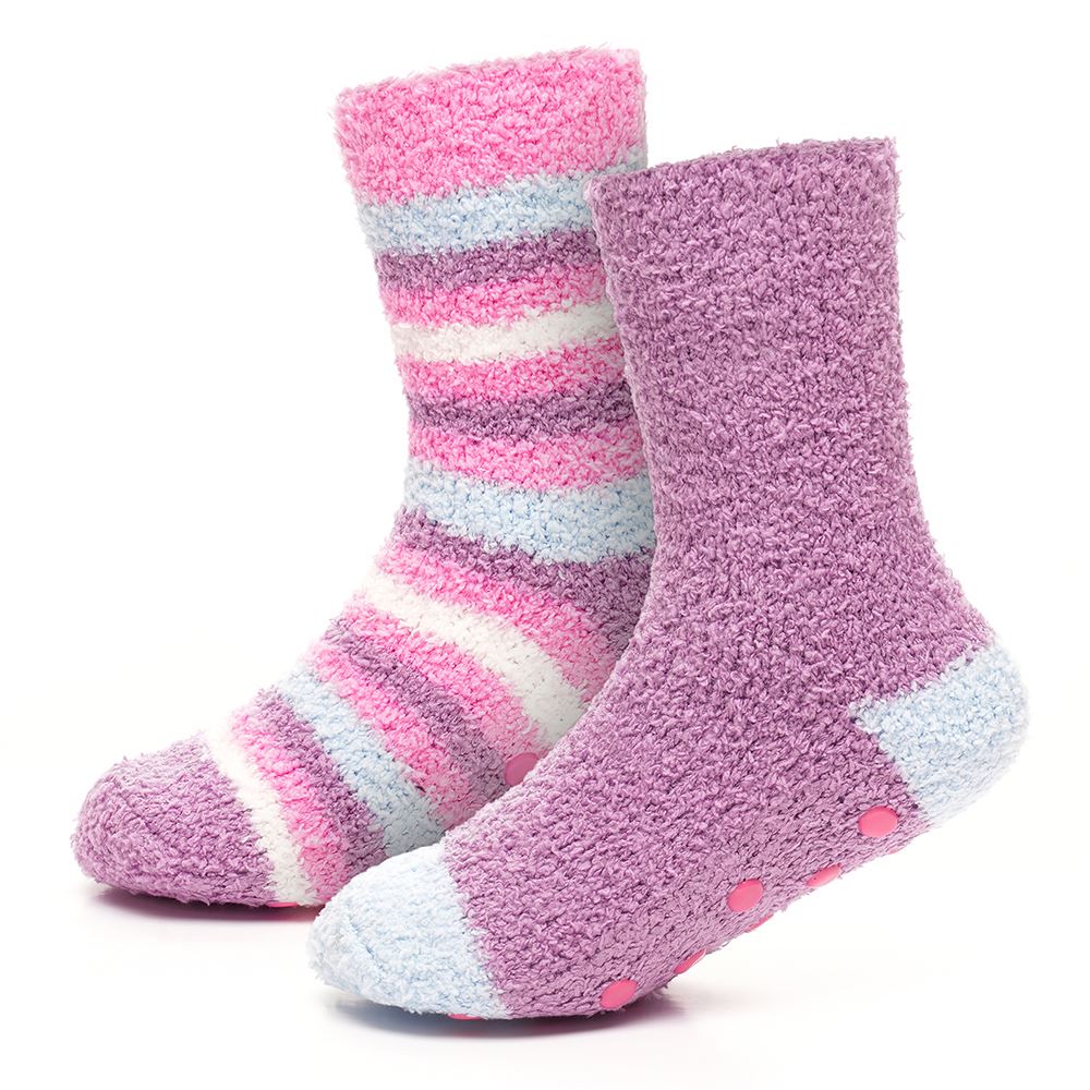 Babies Kids Fluffy Socks Cosy Warm Fuzzy Slipper Bed Sock with Grips (4 Pairs) - Picture 62 of 74