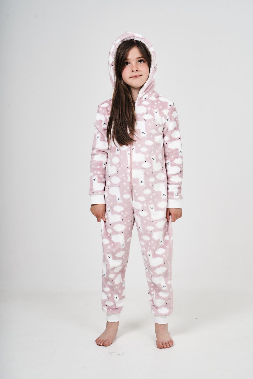 Kids Novelty Animal 1Onezie Soft Coral Fleece 3D All in One Sleepsuit with Hood - Picture 48 of 88