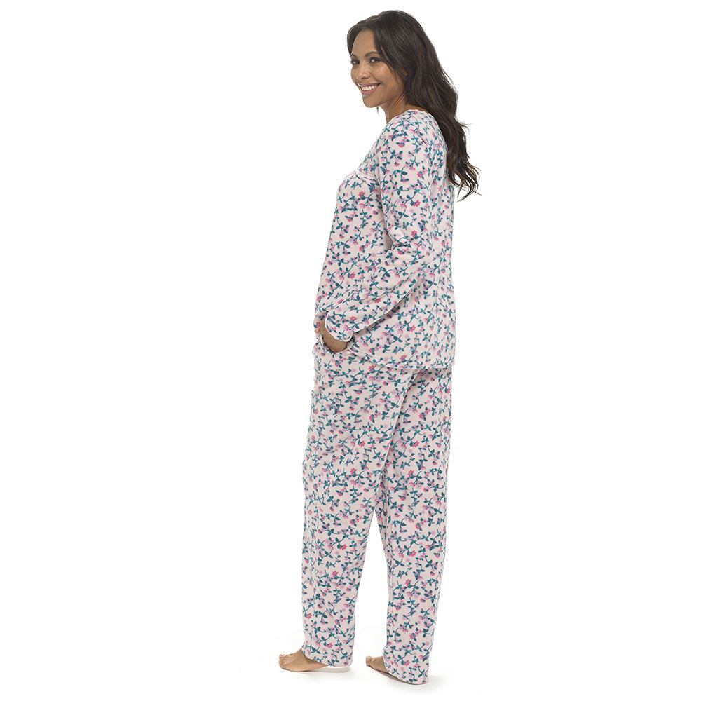 Damen Polar Fleece Schlafanzug Damen Langarm Soft Touch Winter Pyjama Set - Bild 8 von 9