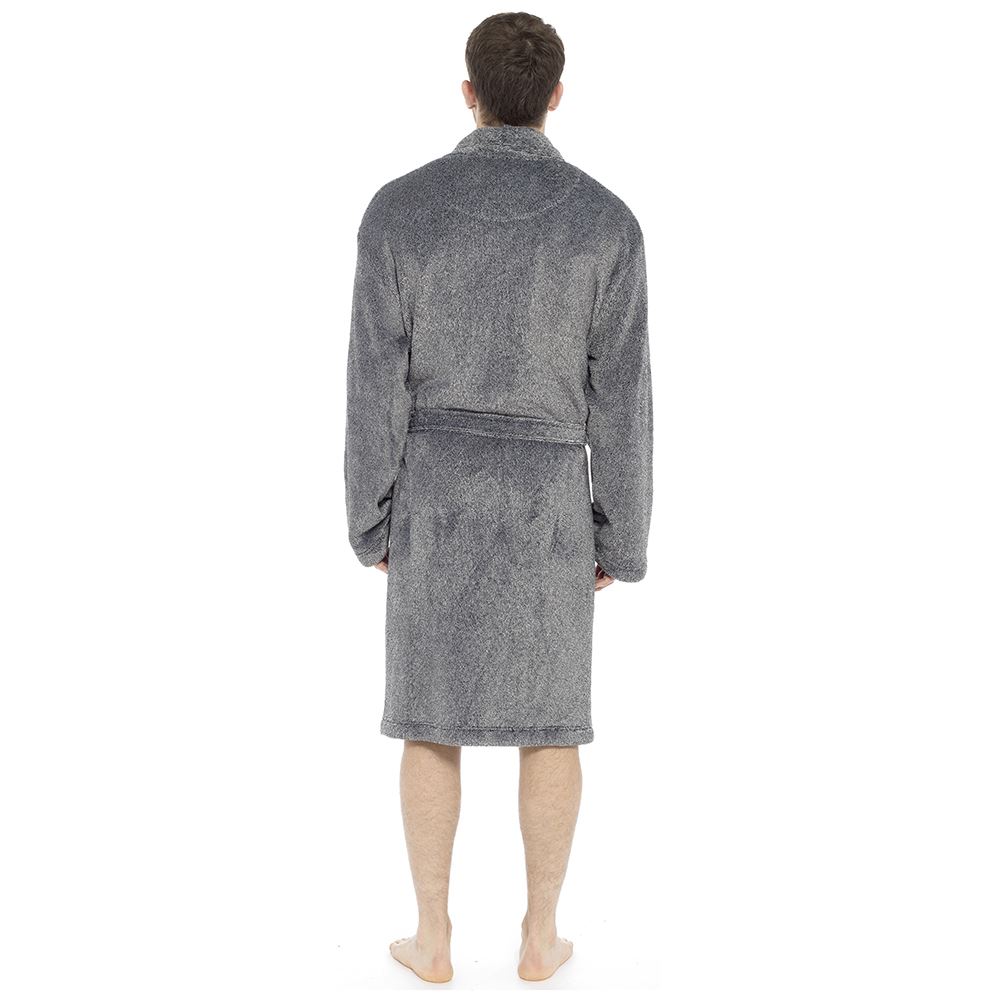 Mens Harvey James Marl Effect Shawl Collar Fleece Dressing Gown Bath Robe