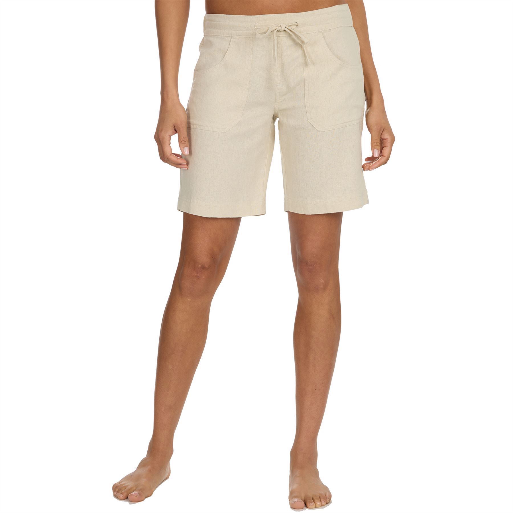 Ladies Linen Shorts Summer Lightweight Longer Length Elasticated Waist Short - Picture 10 of 12