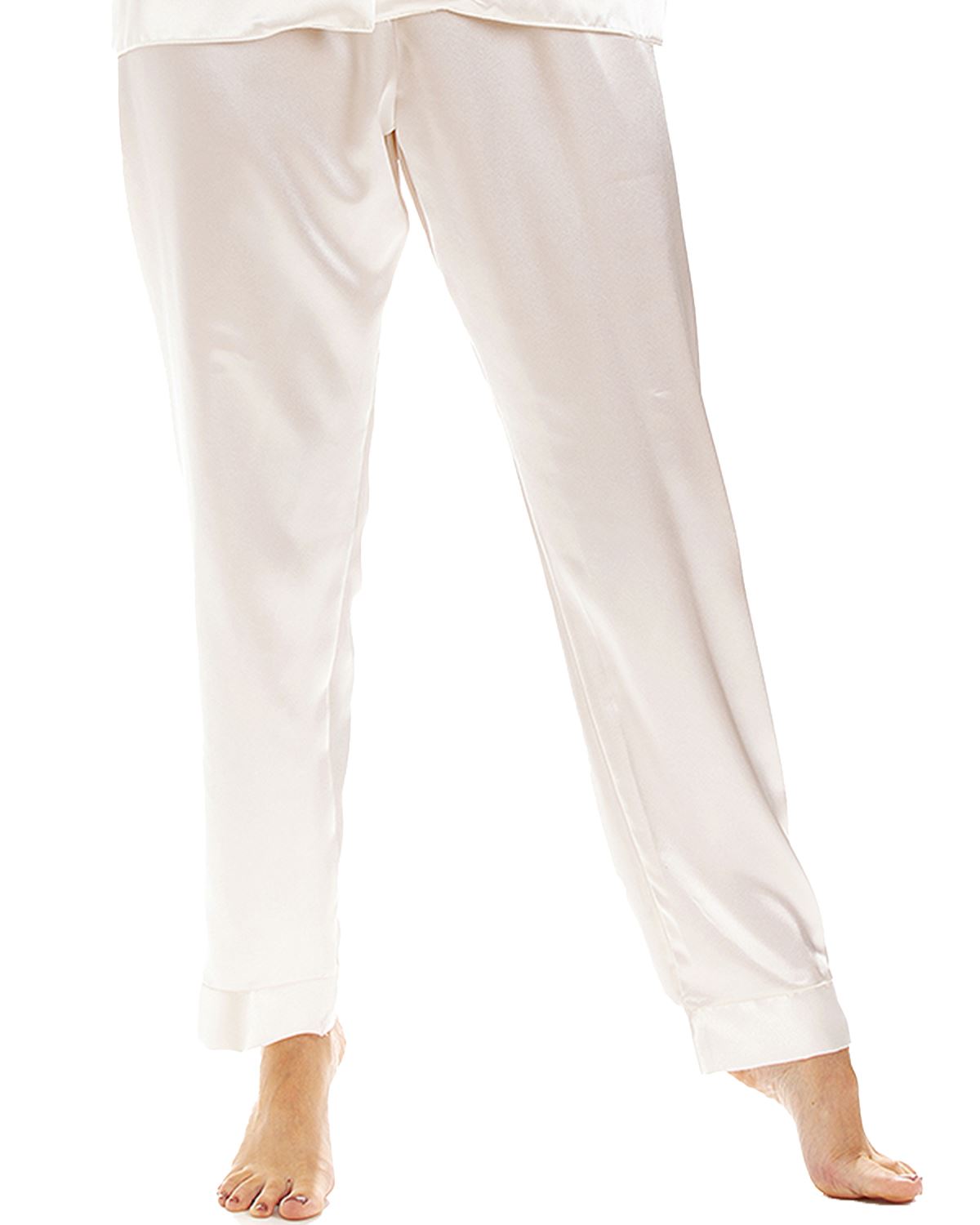 Traditional Satin Button Pyjamas Lady Olga Long Sleeve Button Through Pyjama Set - Picture 16 of 22