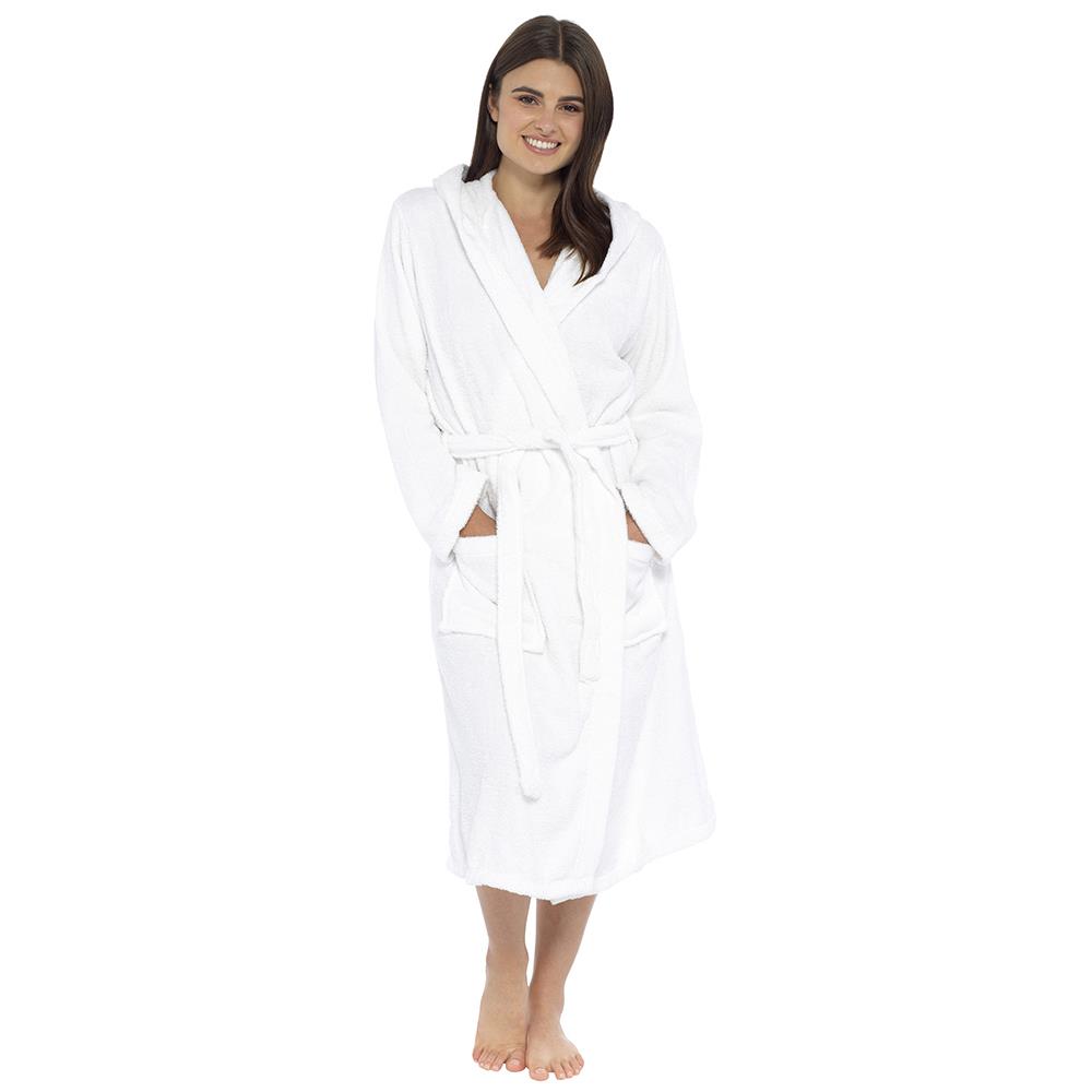 Hooded Towelling Bathrobe 100 Cotton Wrap Terry Toweling Dressing Gown