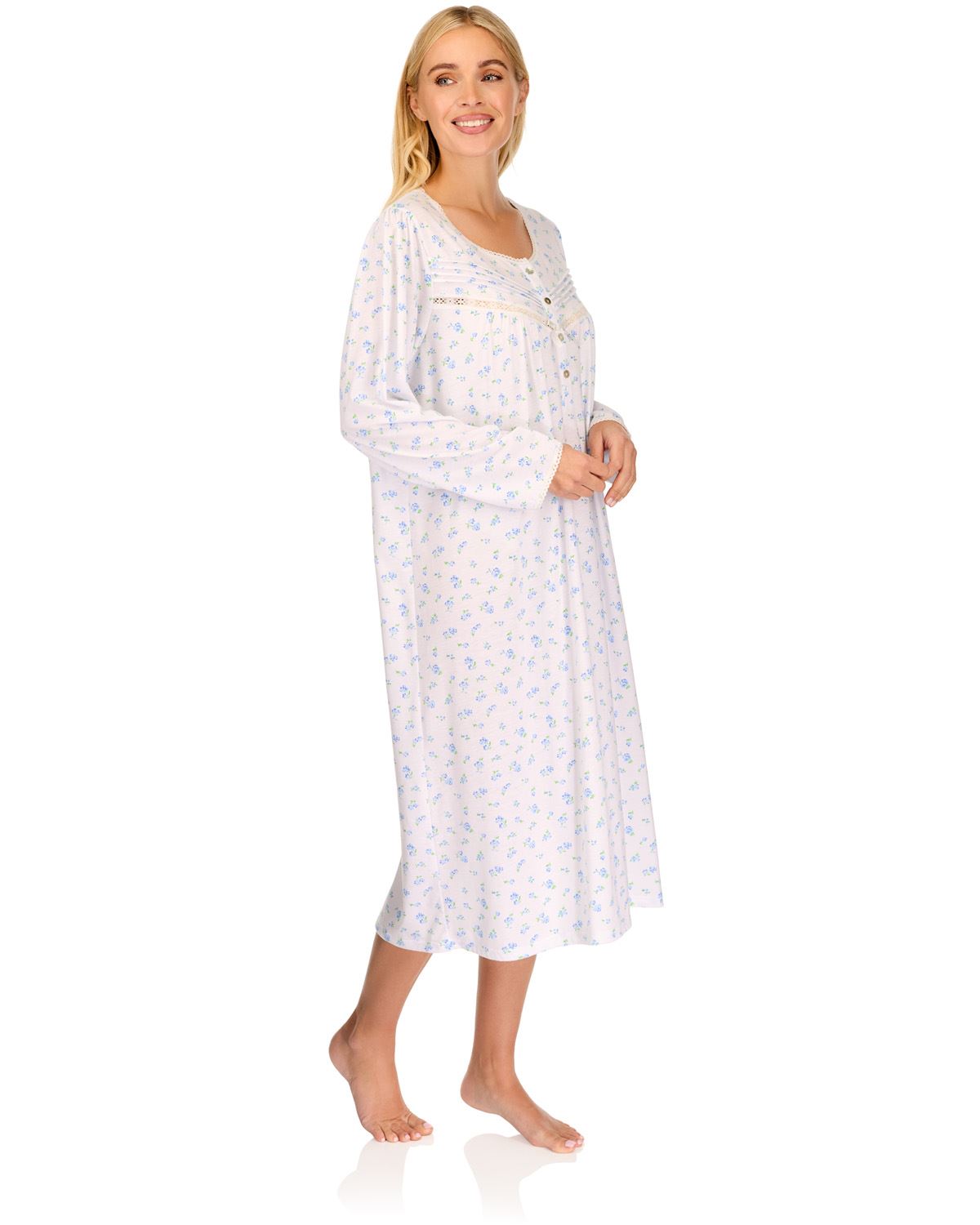 Ladies Vintage Blossoms Floral Cotton Nightdress Robe Pyjamas Nightwear