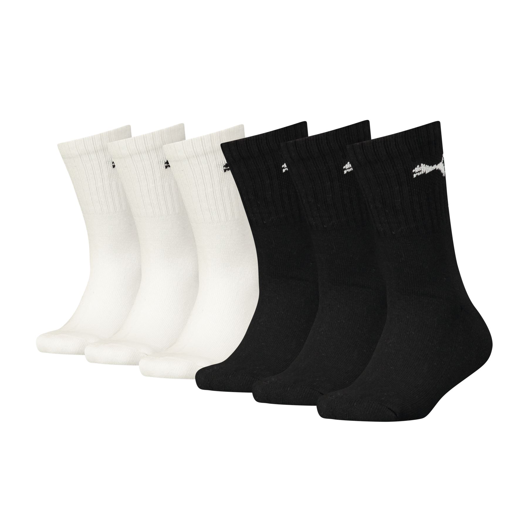 Kids PUMA Crew Socks Cotton Rich Regular Mid Length Sports Sock (6 PAIRS) - Picture 2 of 4