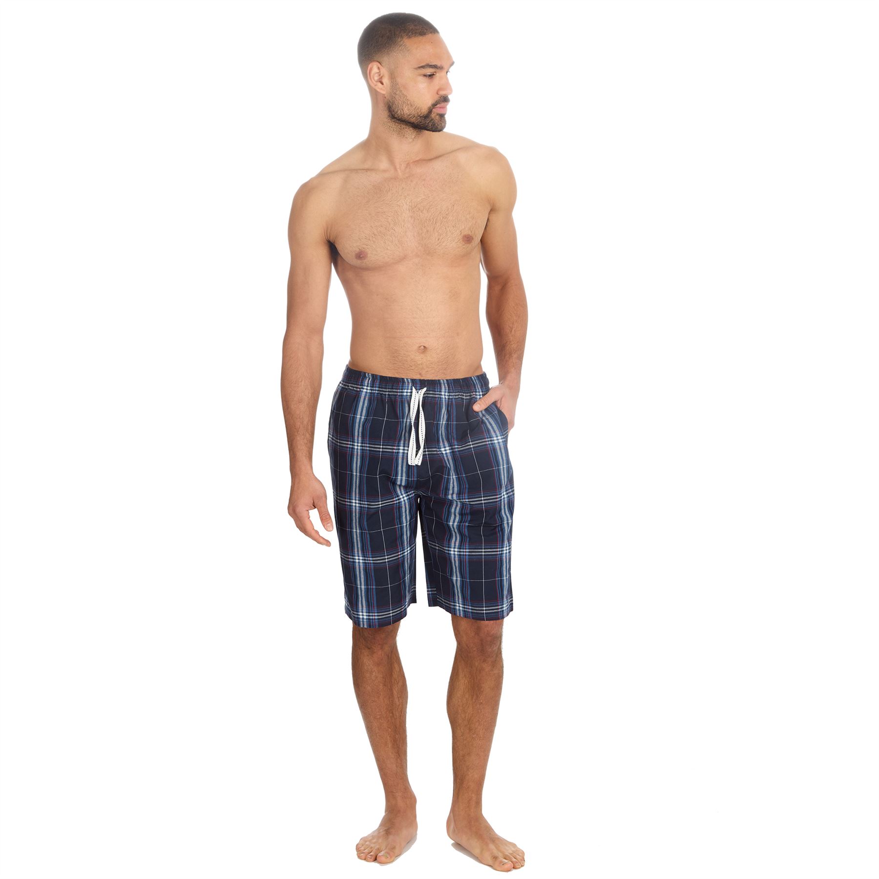 Mens Pyjama Shorts Woven Check Short Pyjamas Bottoms Pants Nightwear - Picture 14 of 35