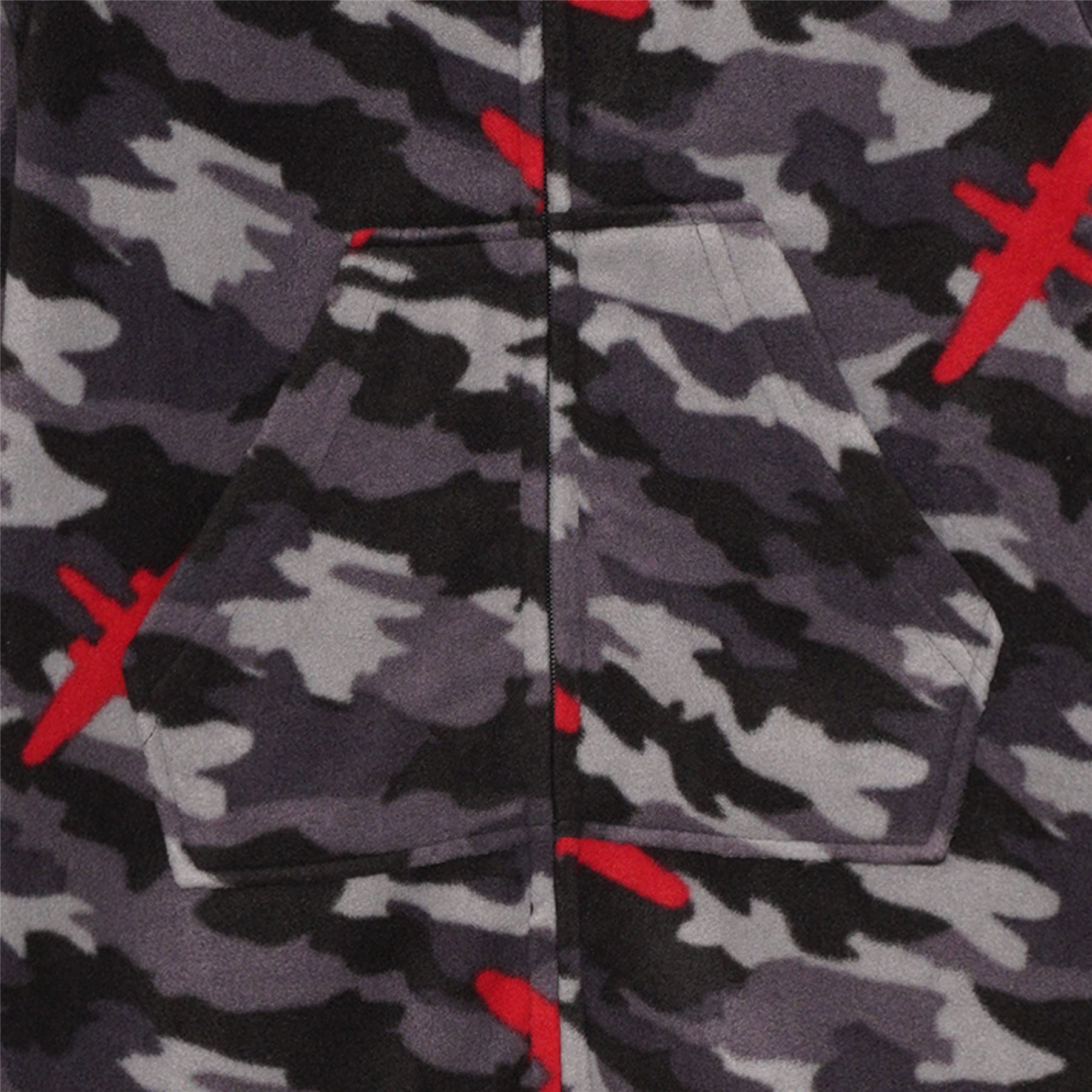 Kids Camo Fleece 1Onezie Childrens Hooded Zip All In One Jumpsuit Onezee - Picture 7 of 7
