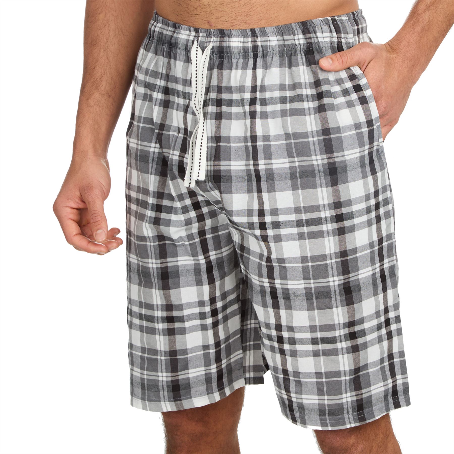 Mens Pyjama Shorts Woven Check Short Pyjamas Bottoms Pants Nightwear - Picture 12 of 35