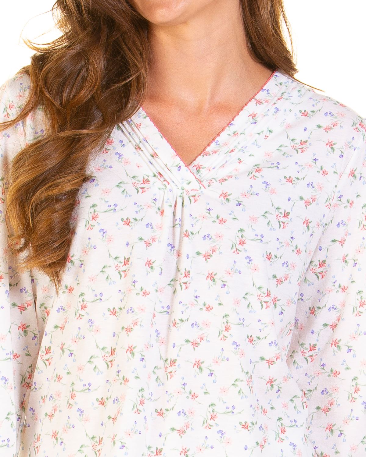 Conjunto de pijama floral de manga larga rico de algodón para damas La Marquise Jersey - Imagen 9 de 9