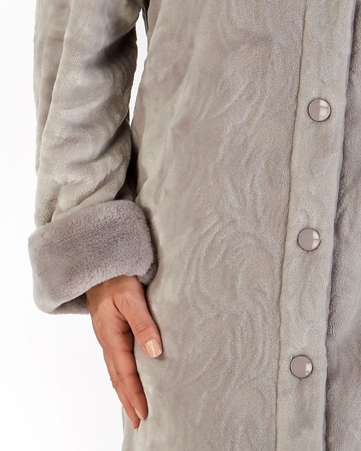 Ladies Slenderella Luxury Faux Fur Collar 46" Long Button Through Dressing Gown eBay