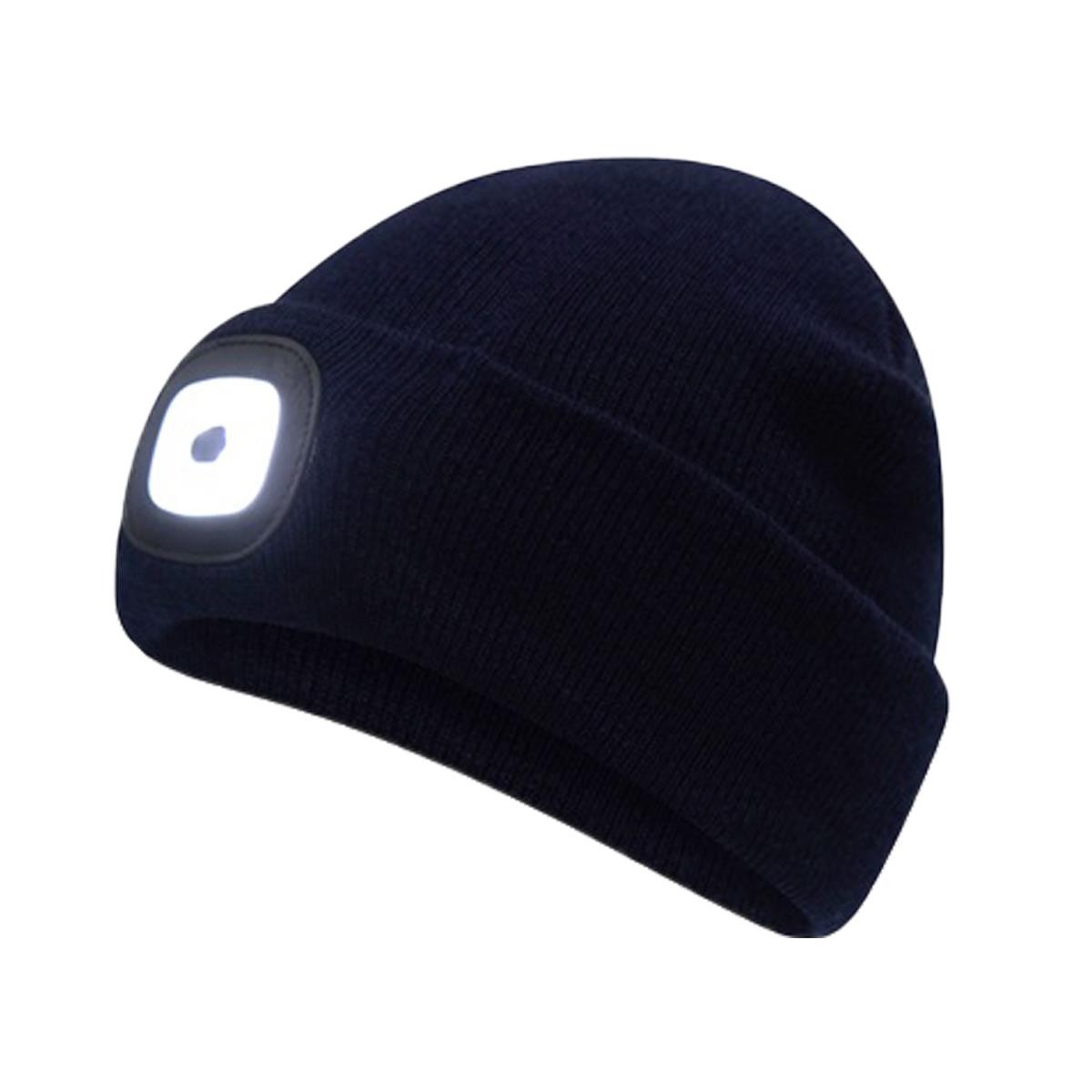 Knitted Beanie Hat LED Light Black 