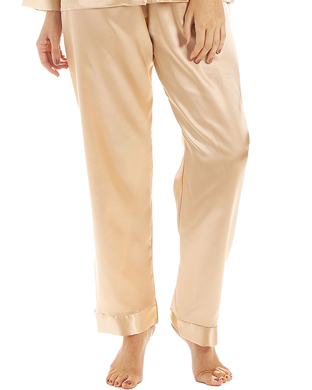 Traditional Satin Button Pyjamas Lady Olga Long Sleeve Button Through Pyjama Set - Picture 13 of 22